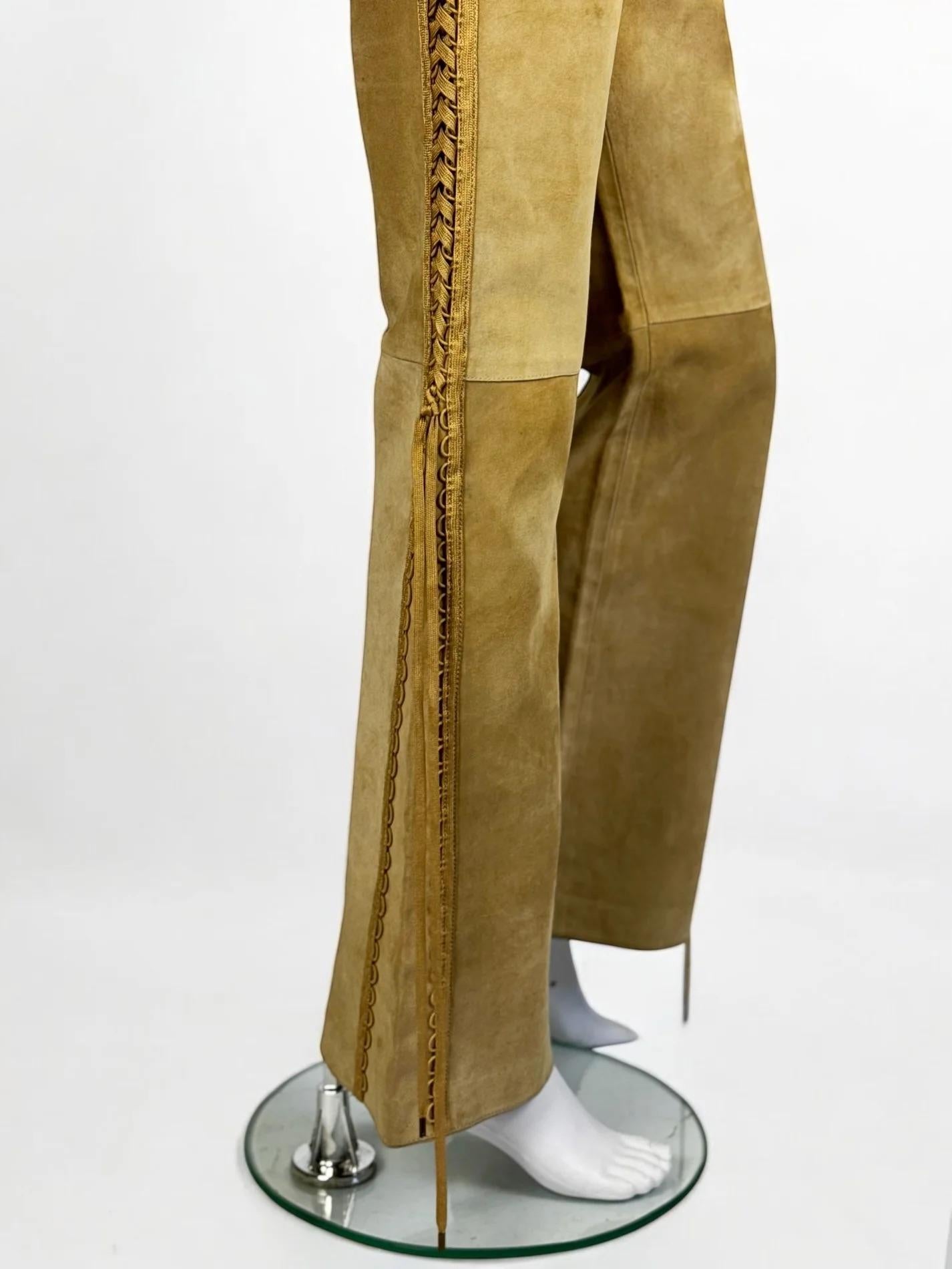 Marron Pantalon en daim à lacets Christian Dior by John Galliano, FW 2002 en vente