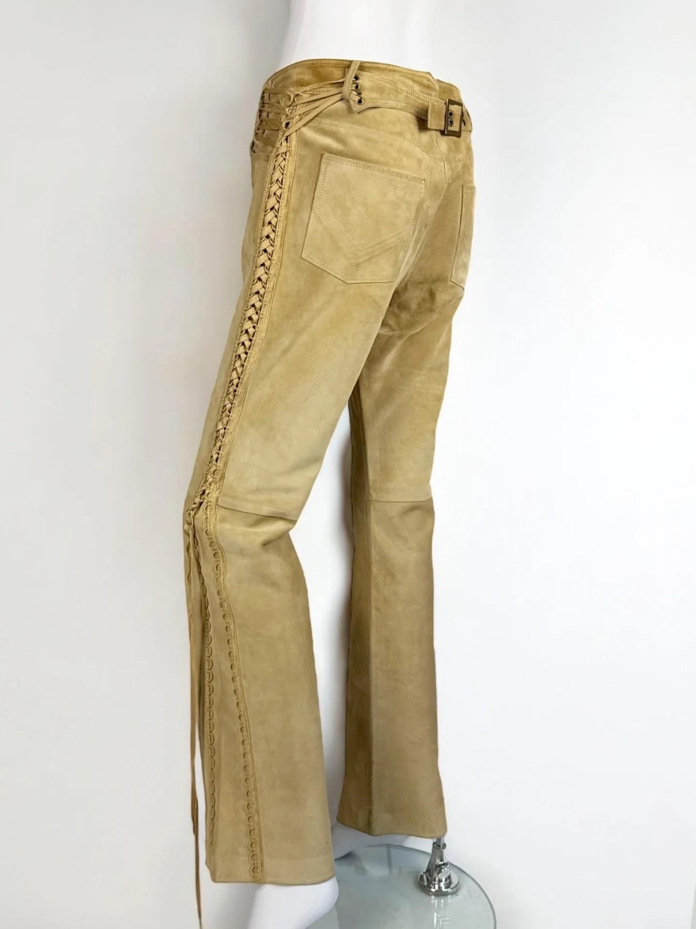 Pantalon en daim à lacets Christian Dior by John Galliano, FW 2002 Pour femmes en vente