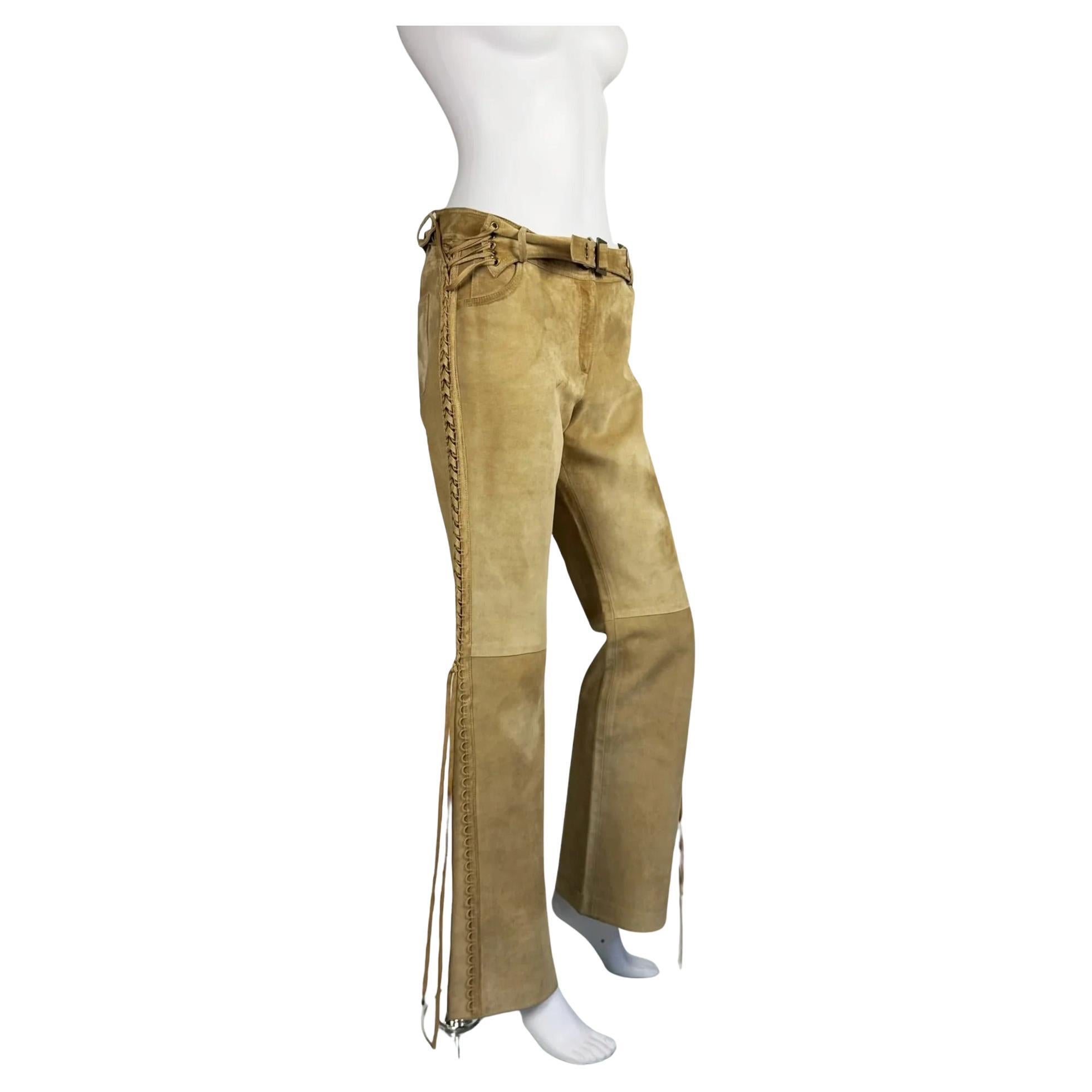 Pantalon en daim à lacets Christian Dior by John Galliano, FW 2002 en vente