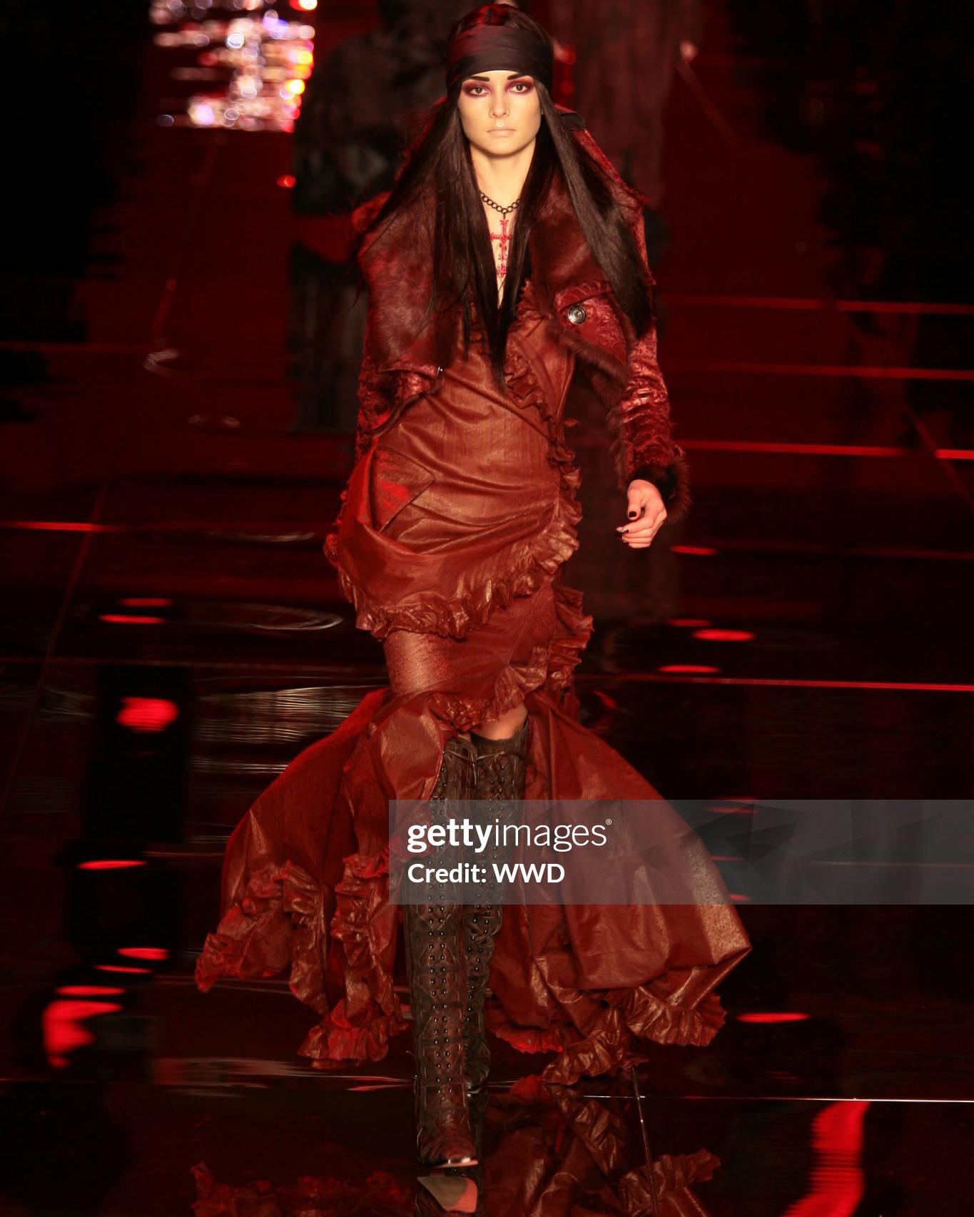 De las mujeres Christian Dior by John Galliano Chaqueta recortada de cordero y jacquard de sarga, FW 2006 en venta
