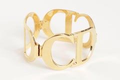 Christian Dior by John Galliano Large Gold Vermeil Logo Cuff Bracelet