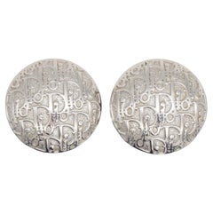 Christian Dior by John Galliano Large Logo Monogram Round Circle Dome Earrings