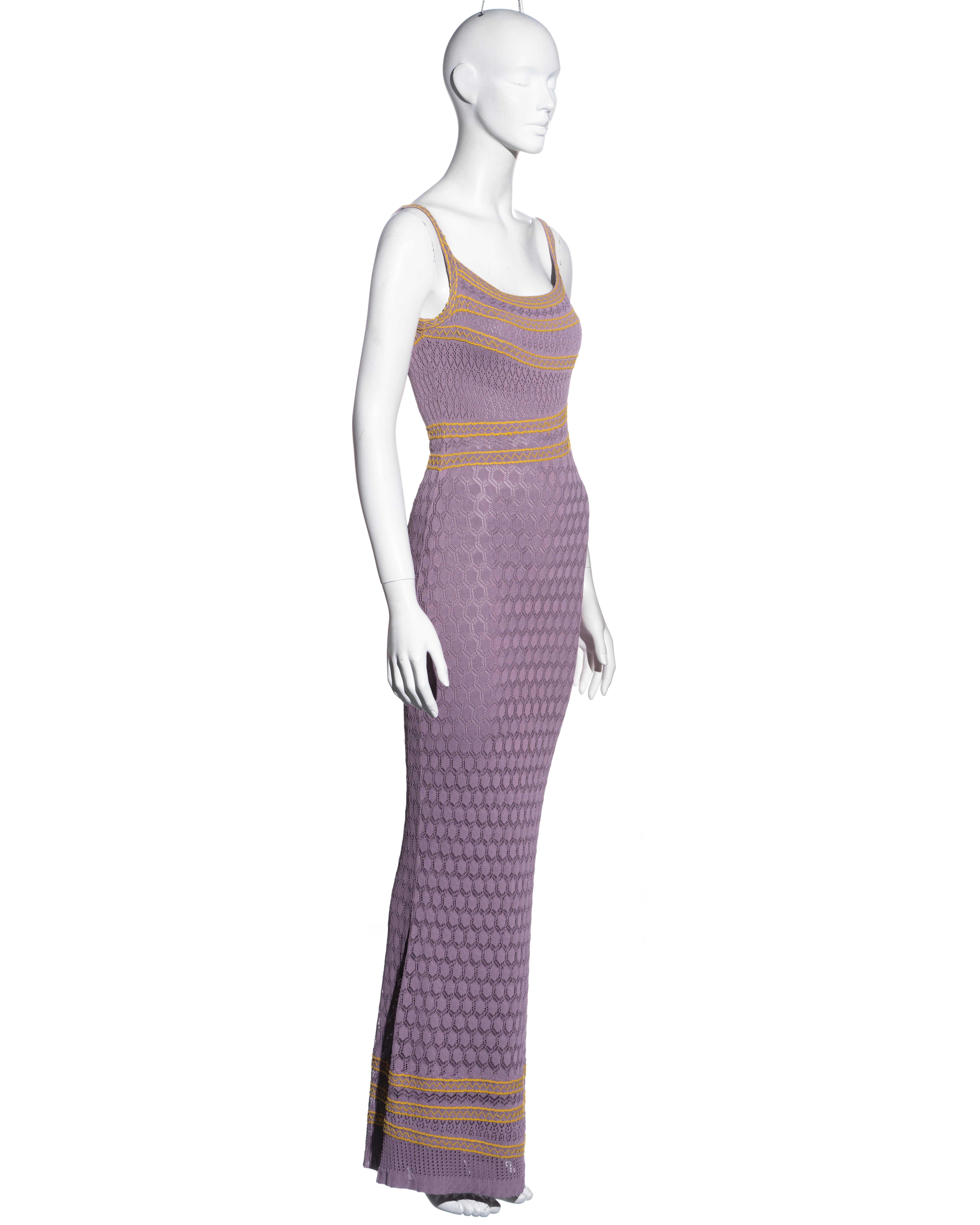 Gray Christian Dior by John Galliano lavender crochet lace maxi dress, ss 2000 For Sale