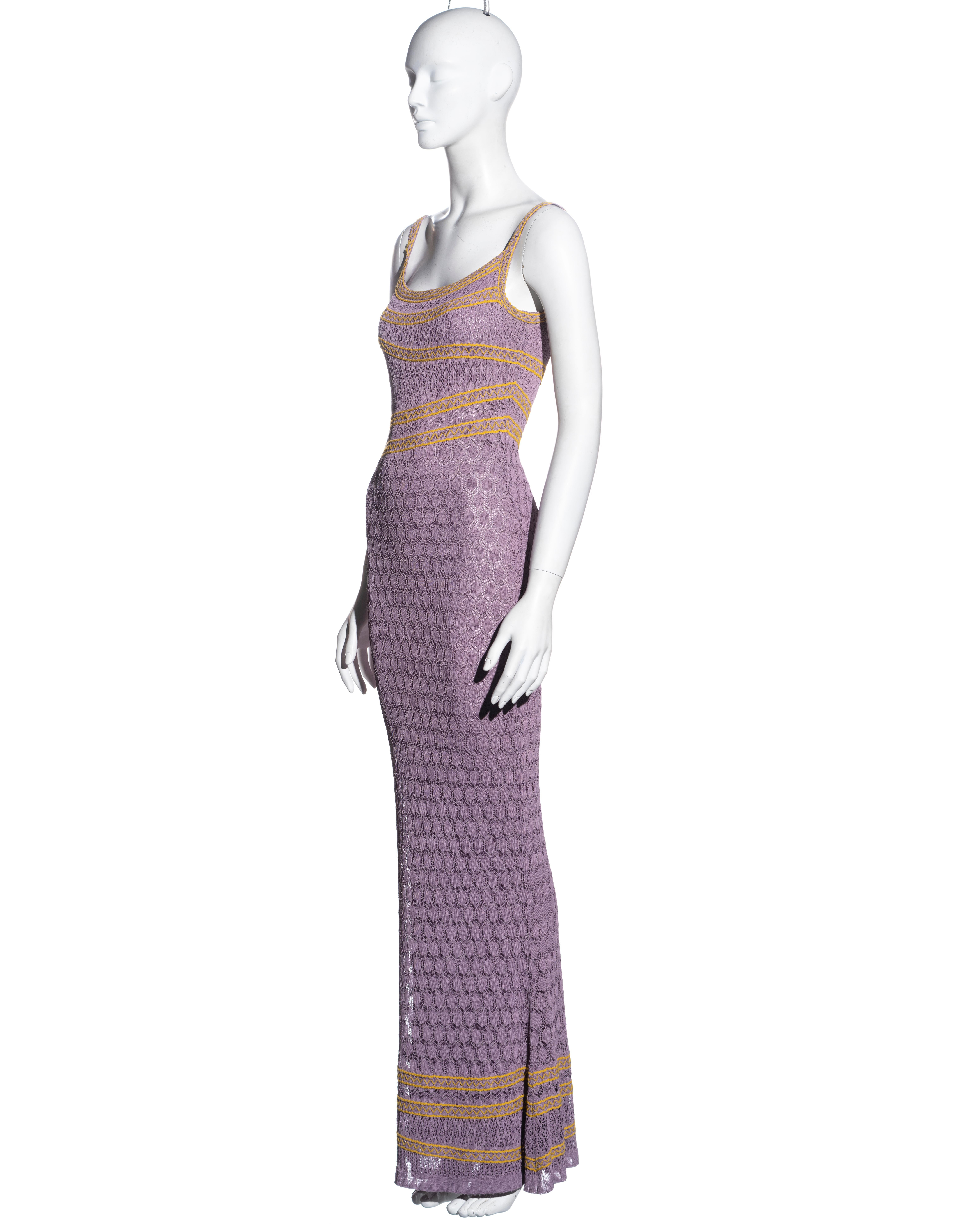 Women's Christian Dior by John Galliano lavender crochet lace maxi dress, ss 2000 For Sale