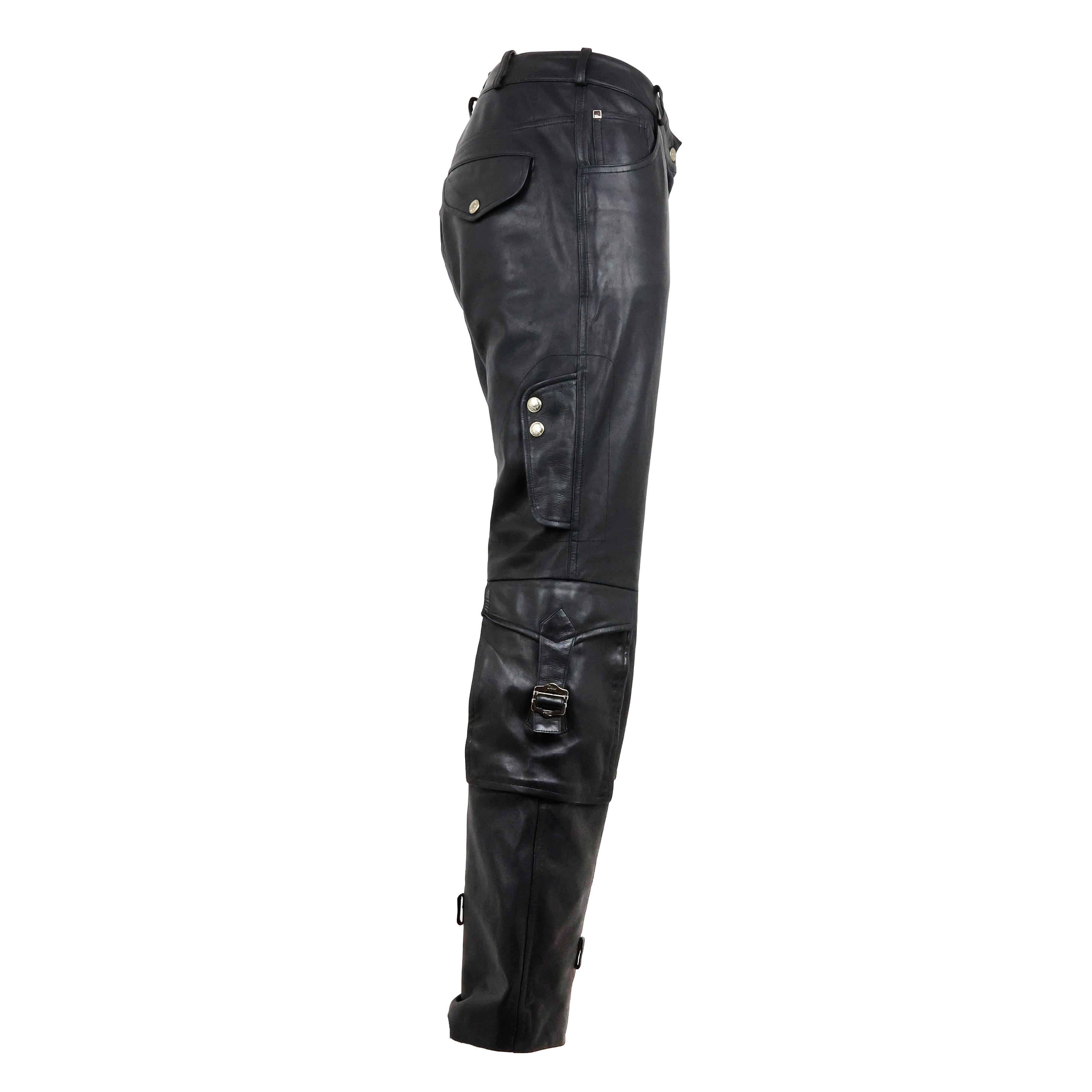 Christian Dior by John Galliano Leather Cargo Pants For Sale 3