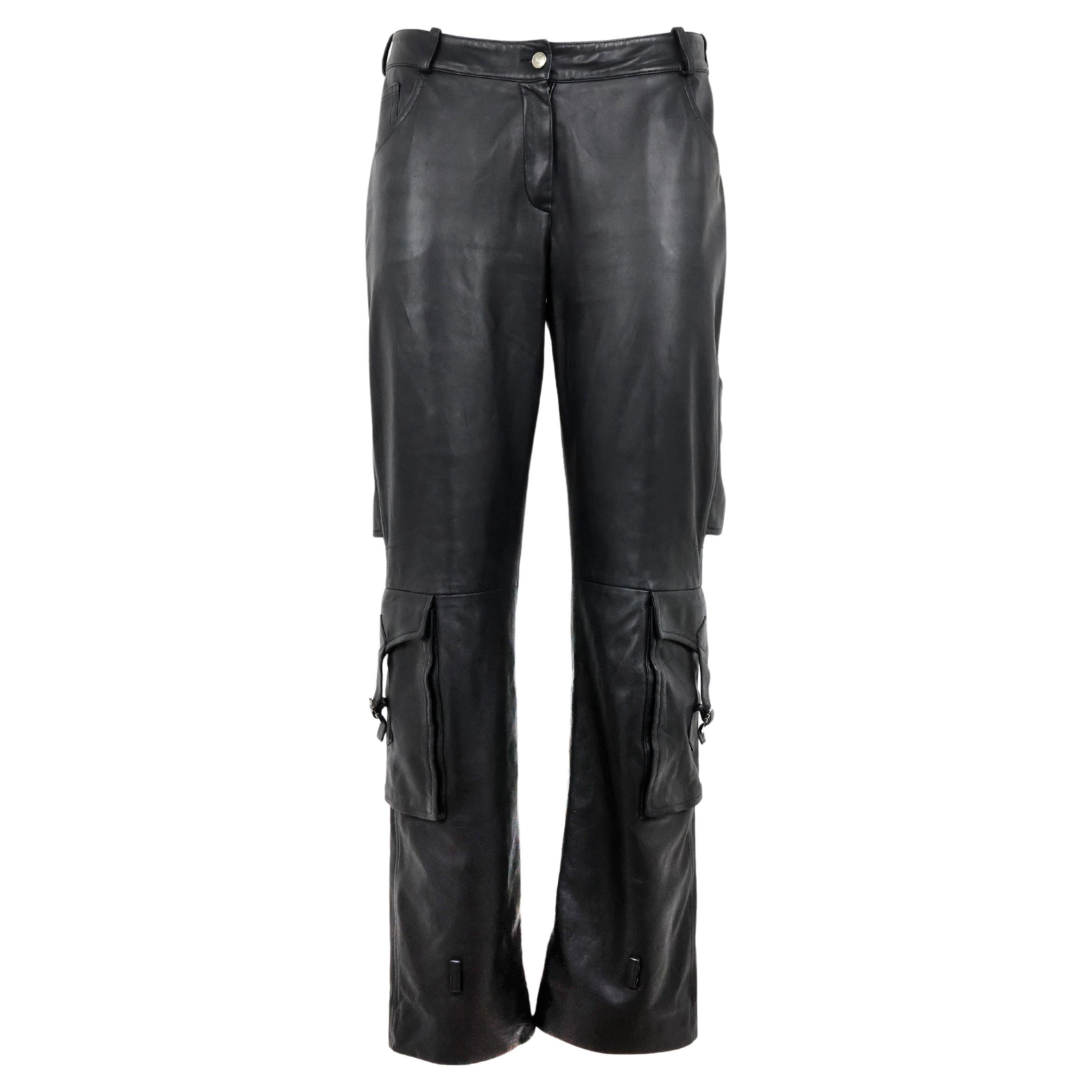 Christian Dior by John Galliano Leather Cargo Pants For Sale
