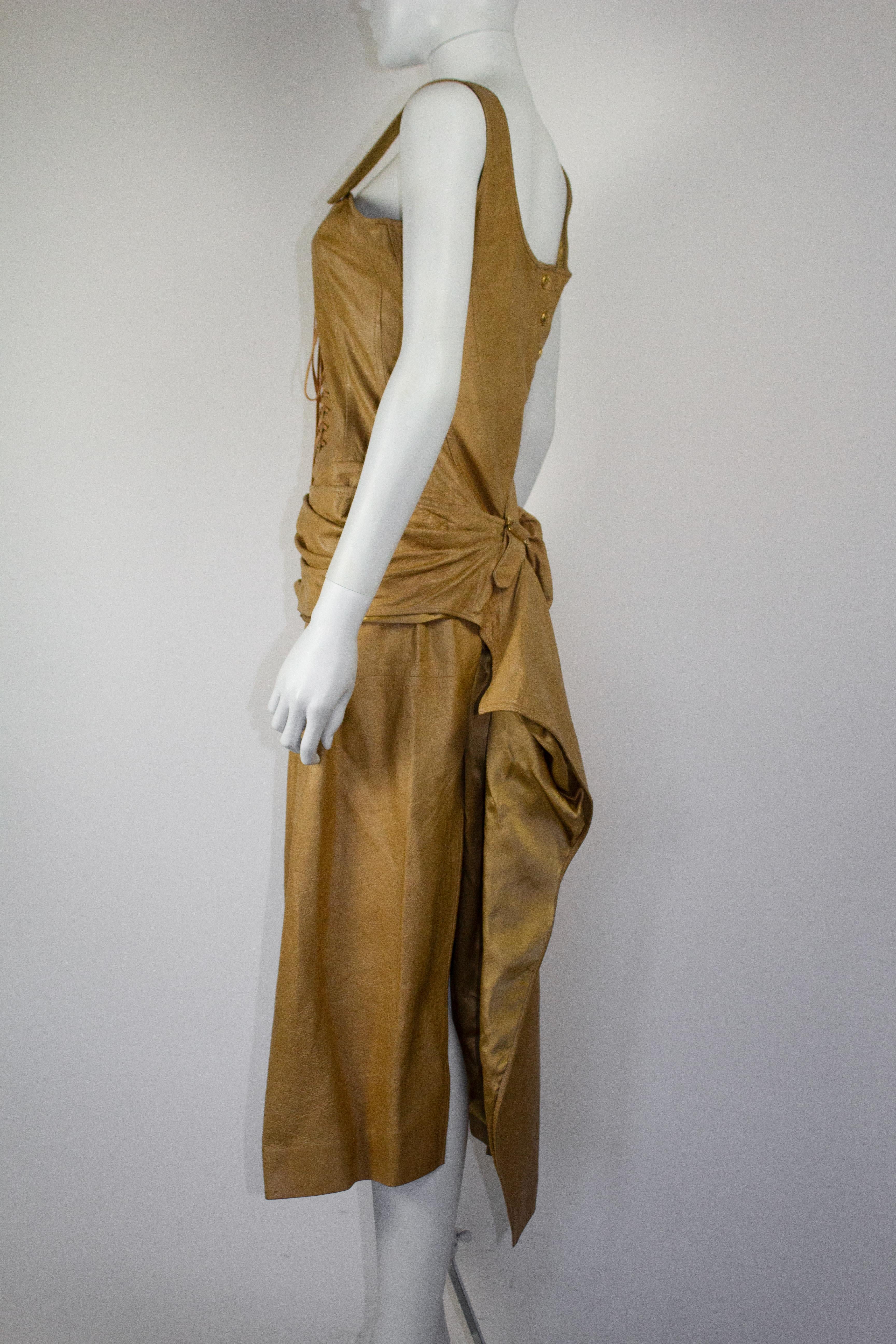 Brown Christian Dior by John Galliano Leather Corset Dress S/S 2000 