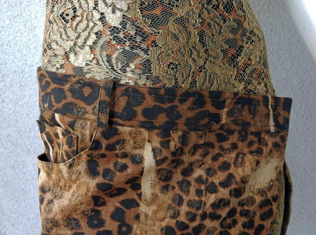 Christian Dior by John Galliano Runway Leopard and Lace Day to Evening Dress  In Excellent Condition In Los Angeles, CA