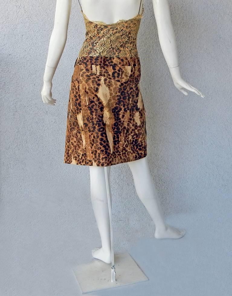 Women's Christian Dior by John Galliano Runway Leopard and Lace Day to Evening Dress 