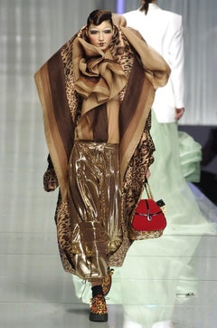 Christian Dior by John Galliano leopard pony hair and red velvet bag, fw 2004