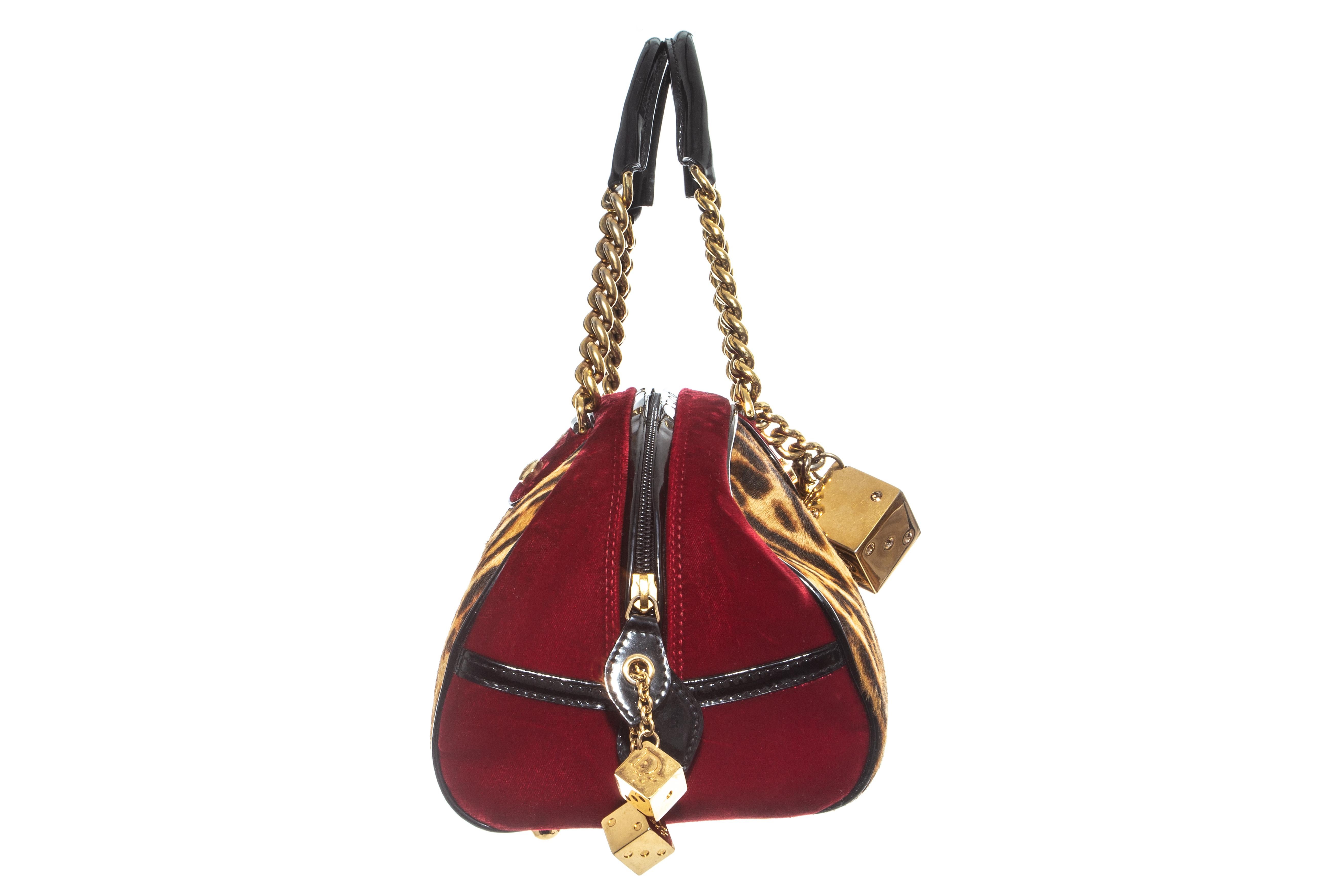 Christian Dior by John Galliano leopard pony hair and red velvet bag ...