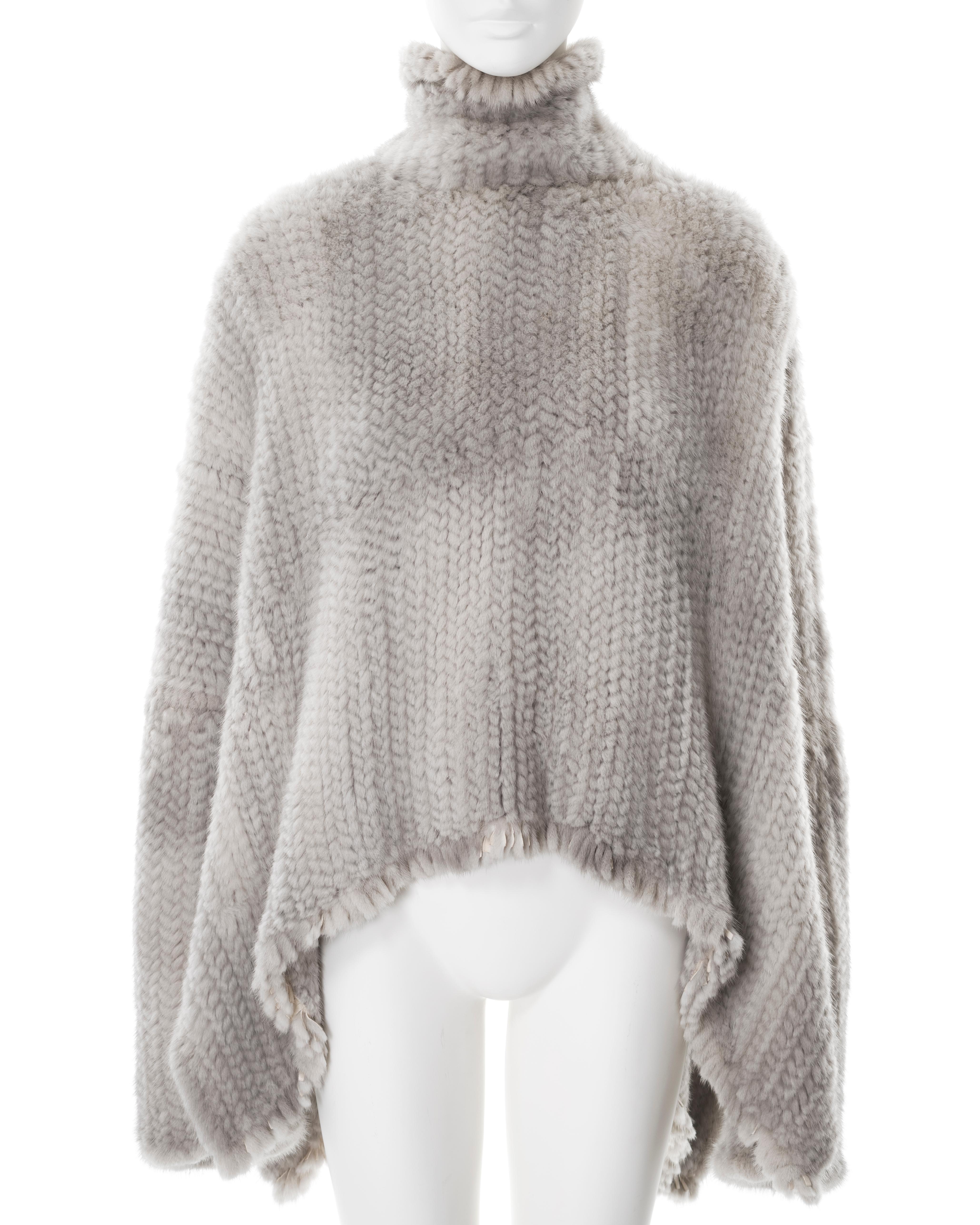 Christian Dior by John Galliano light grey knitted mink fur sweater, fw 2000 In Excellent Condition In London, GB