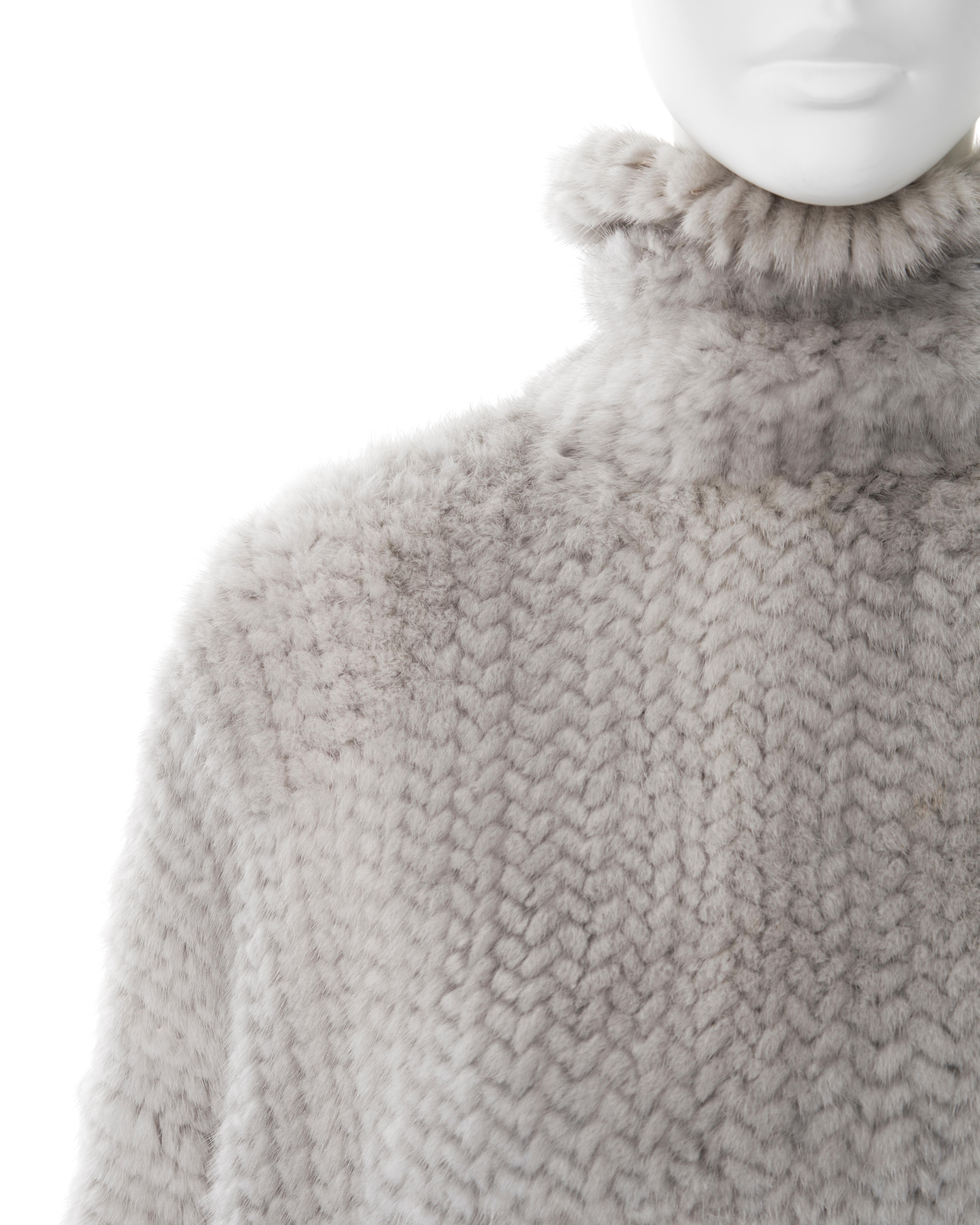 Women's Christian Dior by John Galliano light grey knitted mink fur sweater, fw 2000