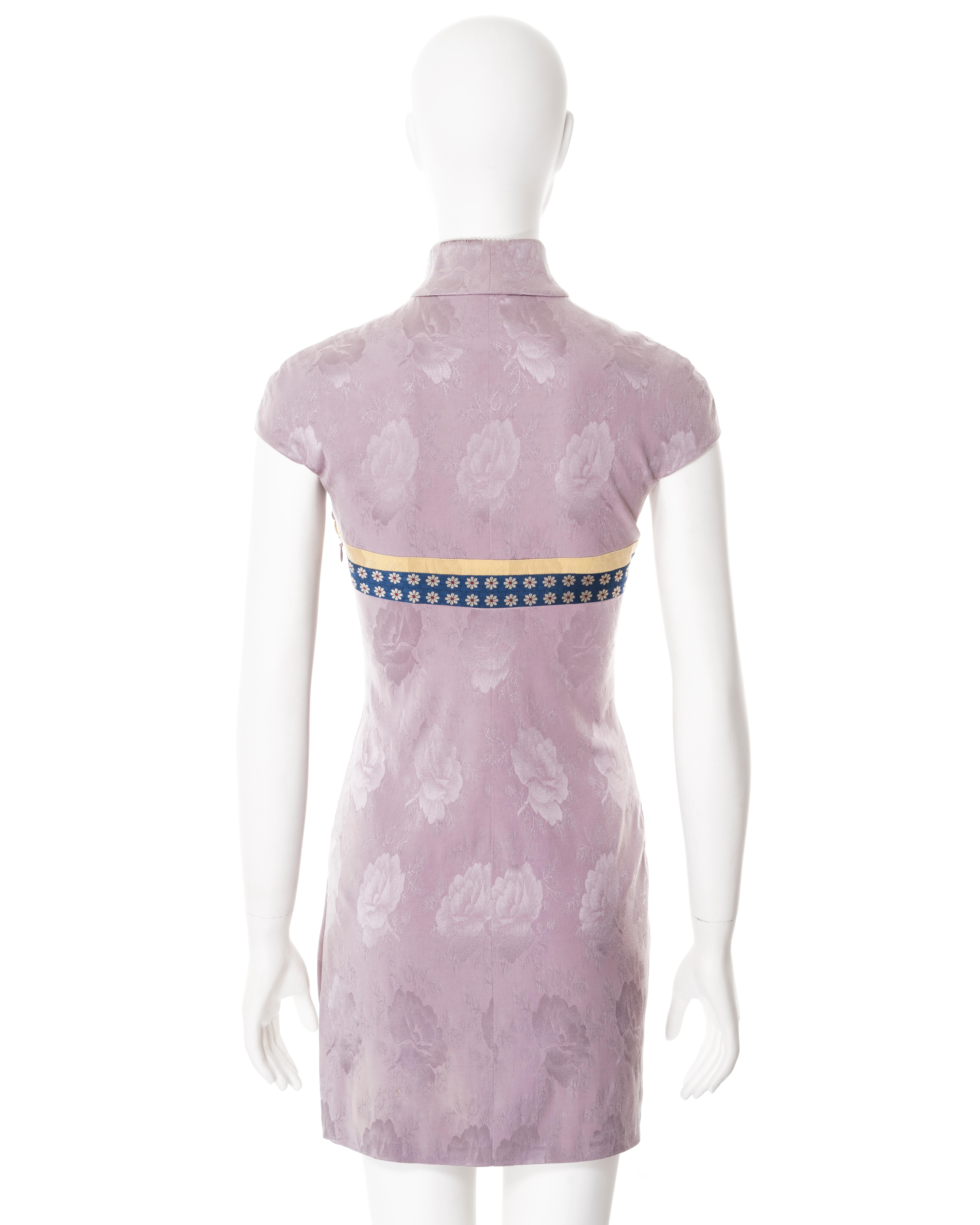 Christian Dior by John Galliano lilac floral silk damask mini dress, fw 1997 7