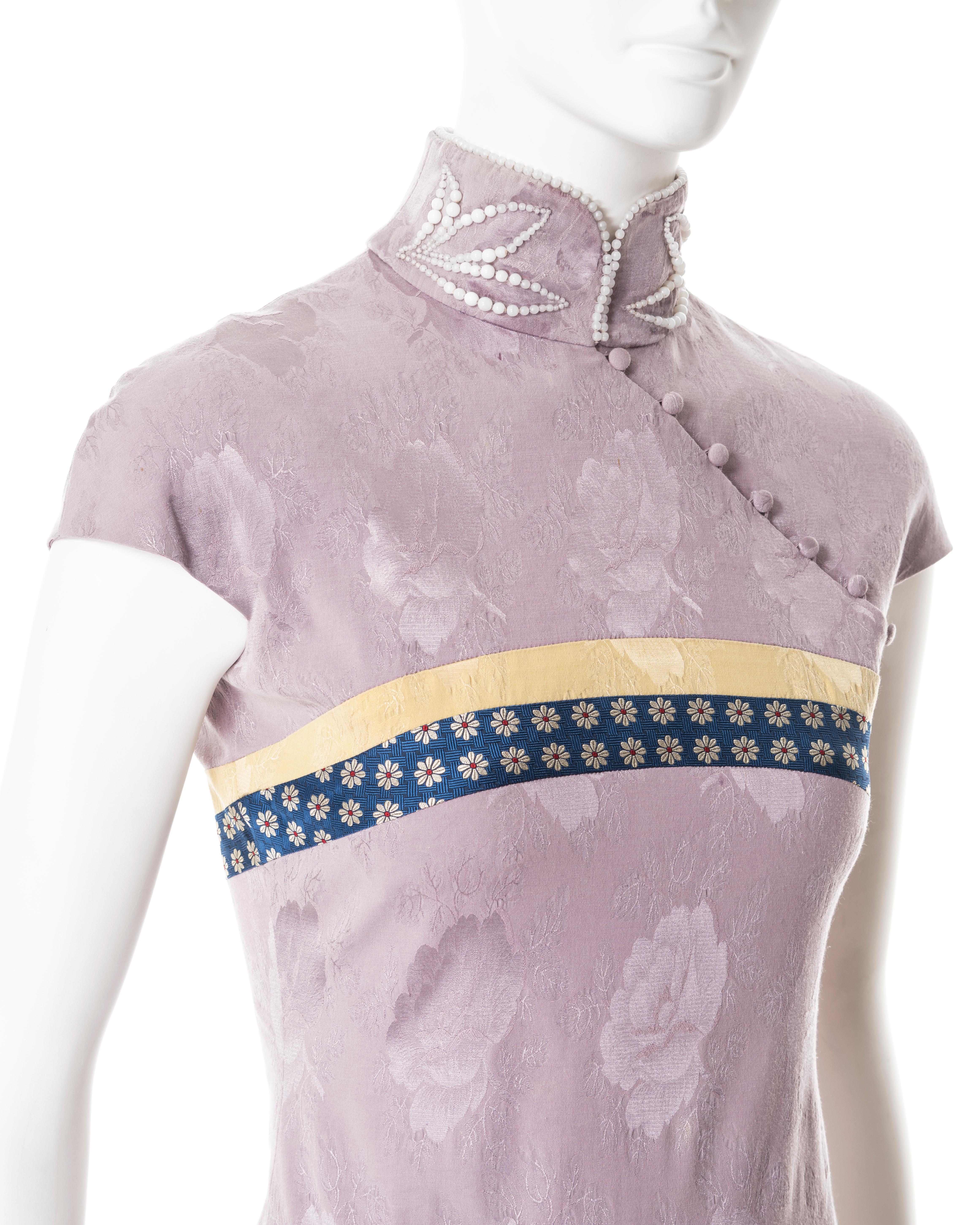 Christian Dior by John Galliano lilac floral silk damask mini dress, fw 1997 9