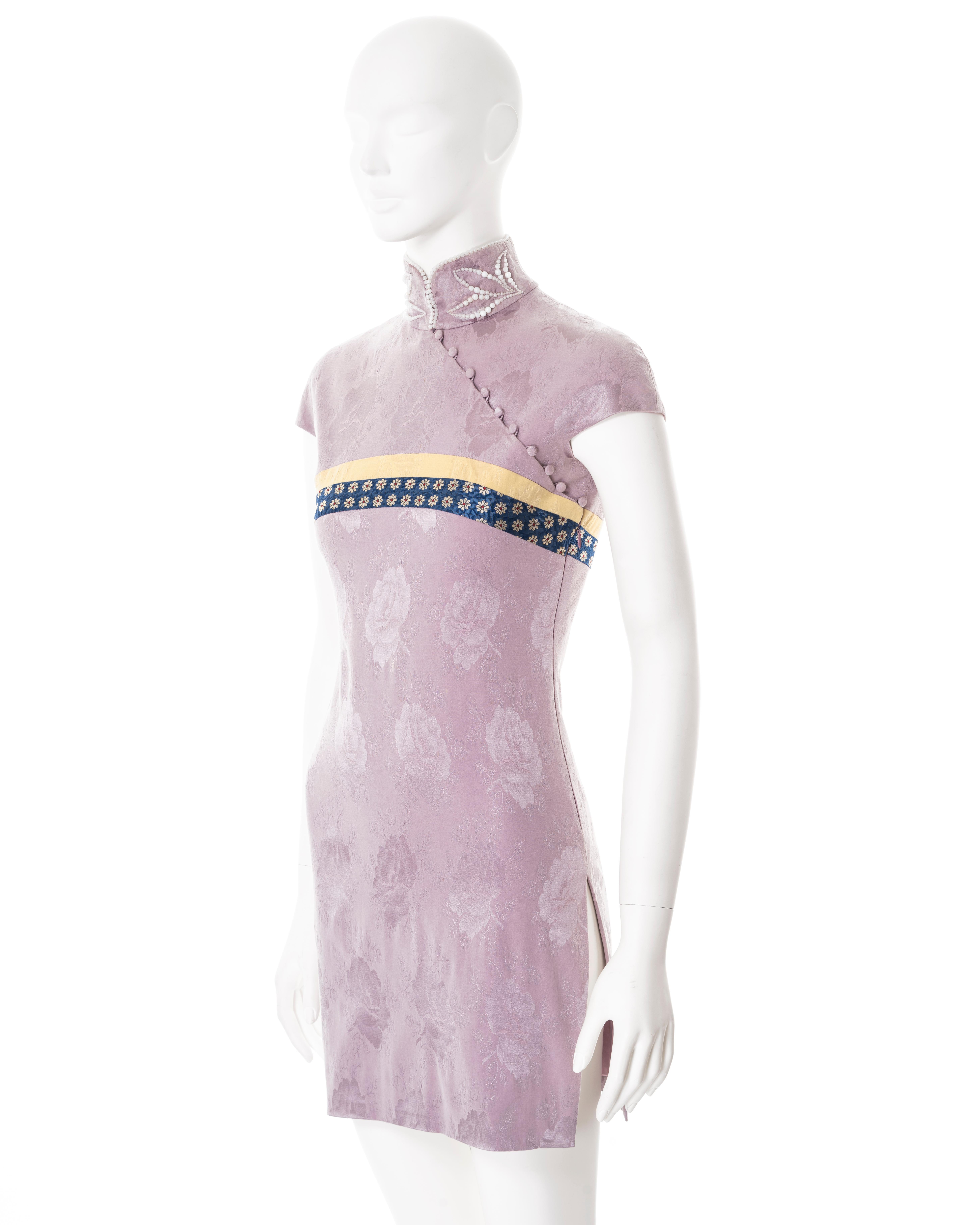 Christian Dior by John Galliano lilac floral silk damask mini dress, fw 1997 3