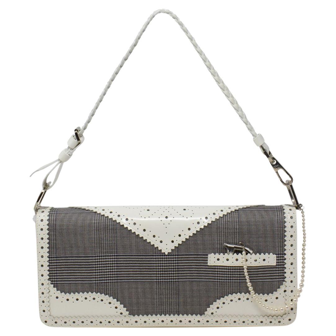 Christian Dior by John Galliano Limited Edition Grey Plaid Tuxedo Shoulder Bag For Sale