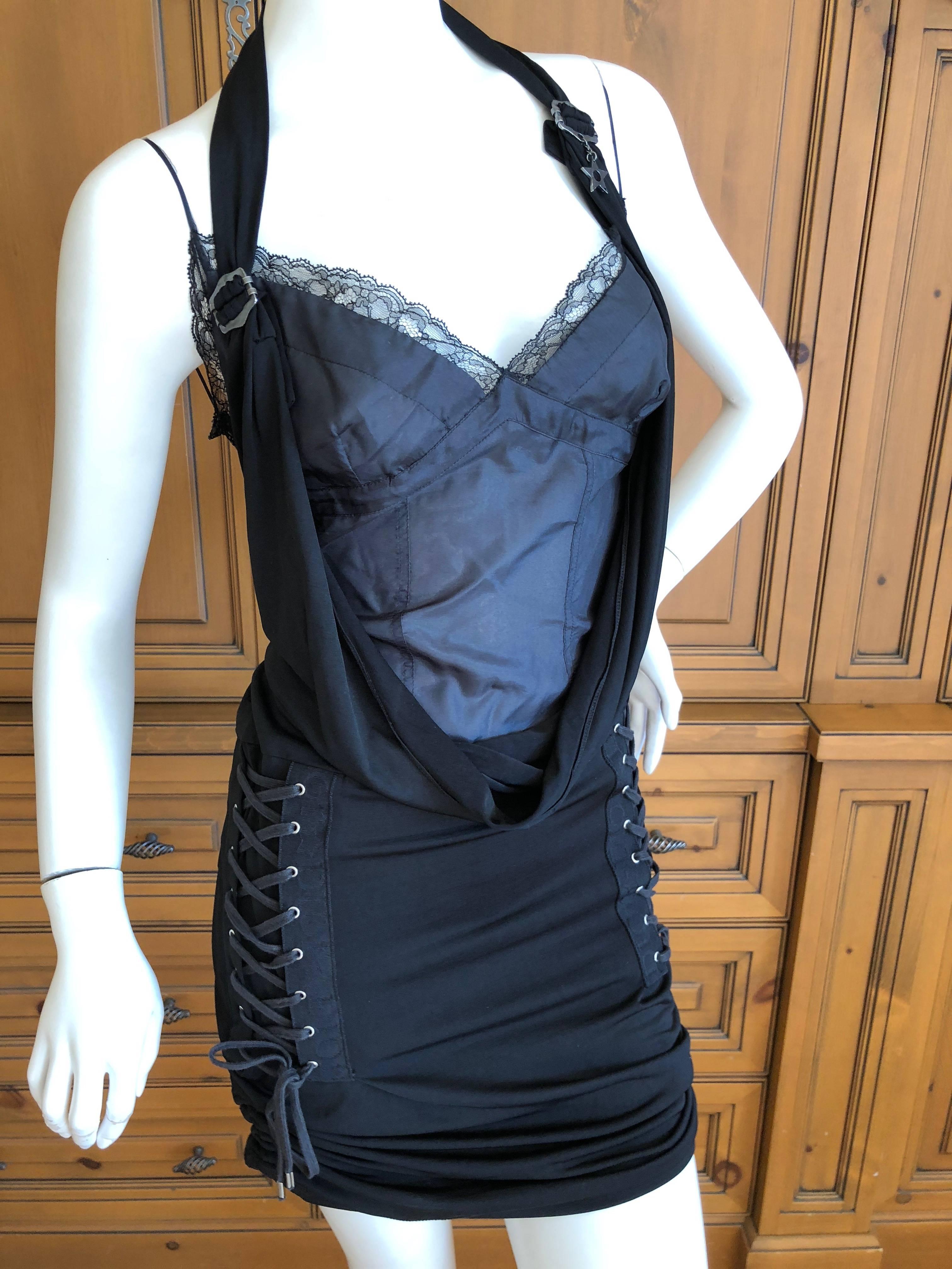 Women's Christian Dior by John Galliano Lingerie Inspired Corset Laced Cocktail Dress