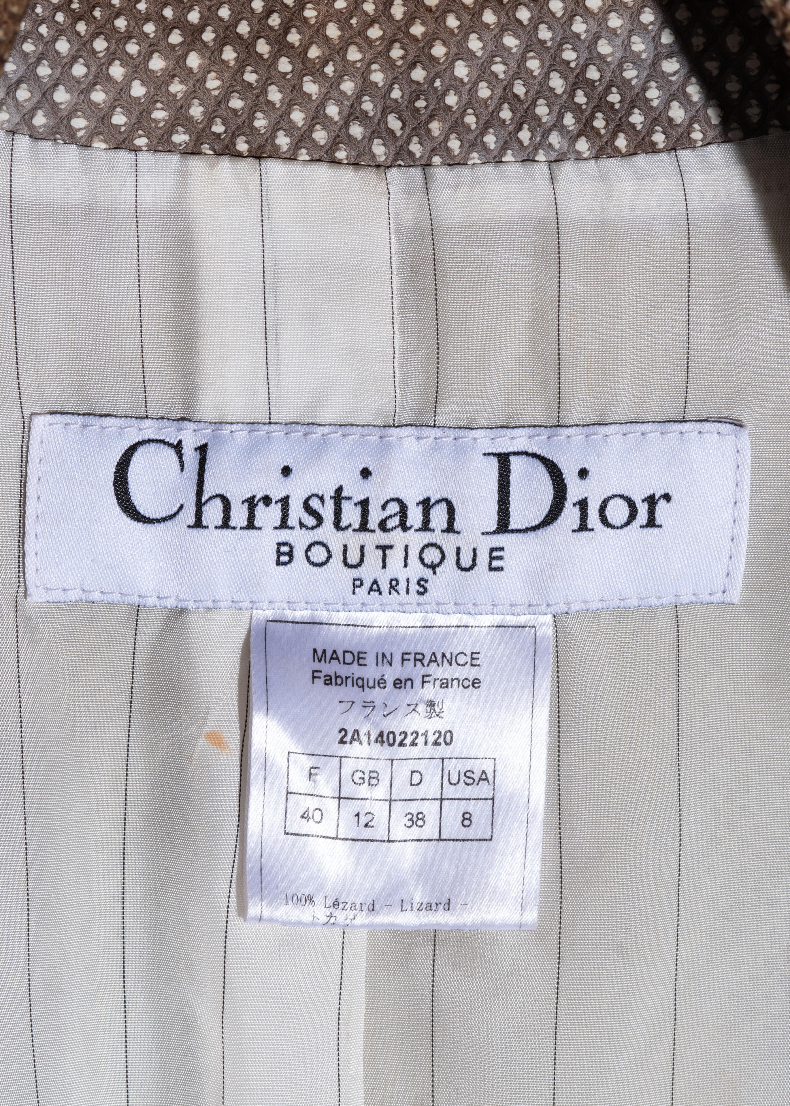 Veste blazer en peau de lézard Christian Dior par John Galliano, automne-hiver 2002 en vente 3