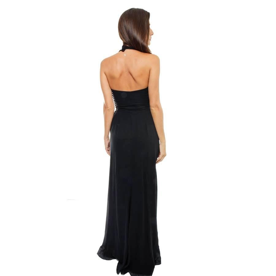 CHRISTIAN DIOR by John Galliano Vestido largo de seda negra Talla 36FR en venta 1