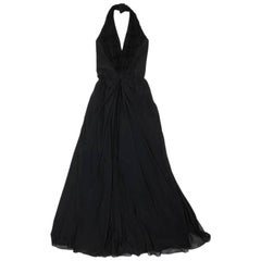 CHRISTIAN DIOR by John Galliano Langes Kleid aus schwarzer Seide Größe 36FR