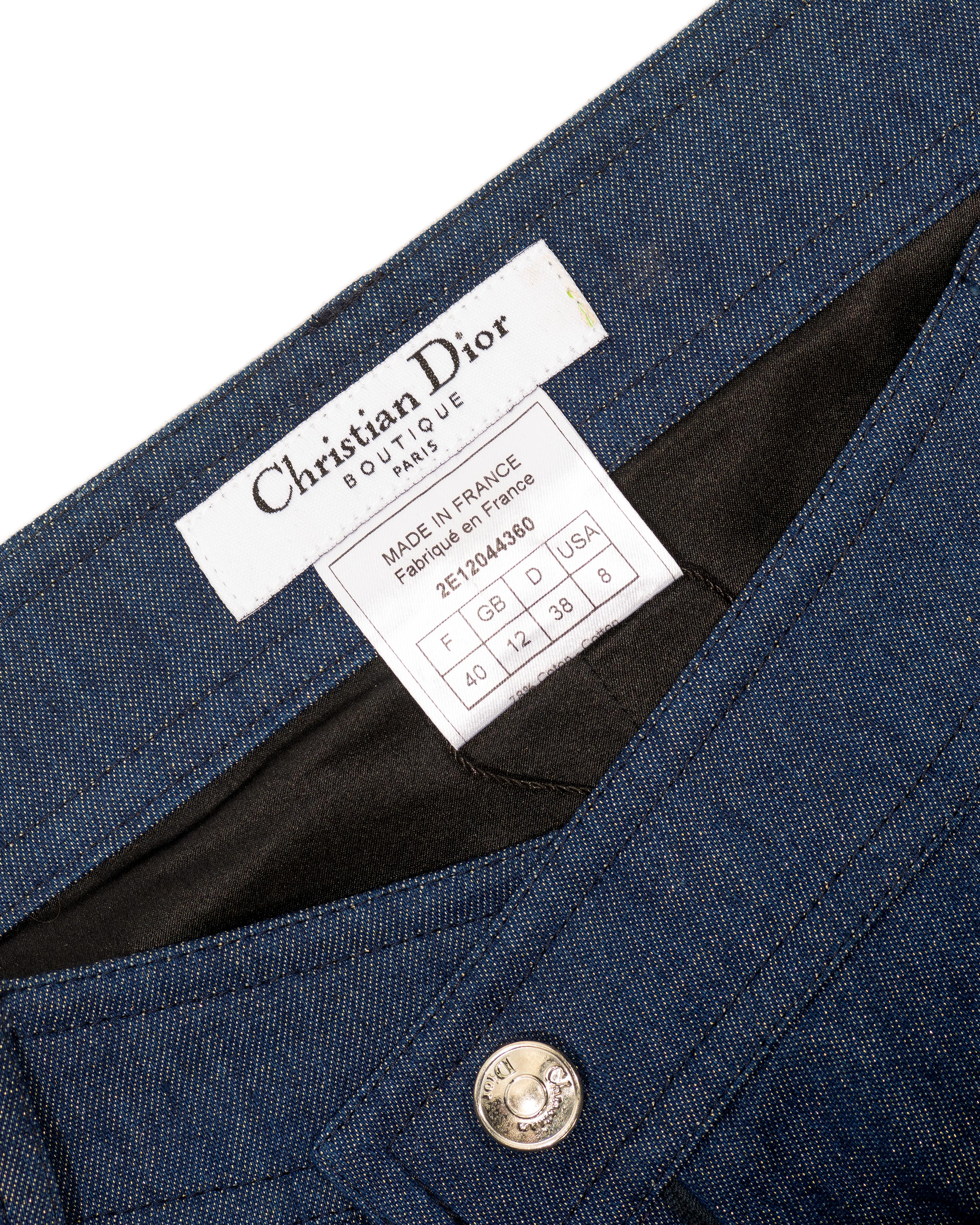 Christian Dior by John Galliano Lurex Denim Embellished Skinny Jeans, SS 2002 For Sale 5