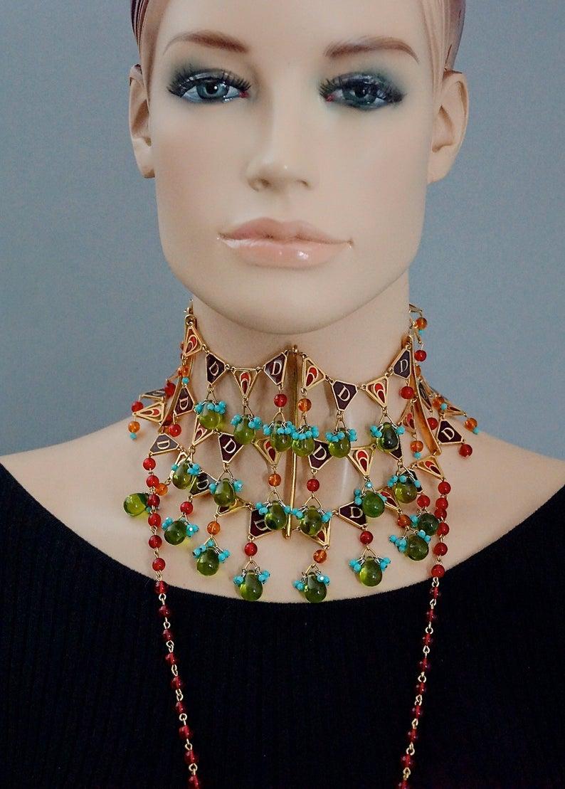 CHRISTIAN DIOR by John Galliano Maasai Poured Glass Choker Necklace In Excellent Condition In Kingersheim, Alsace