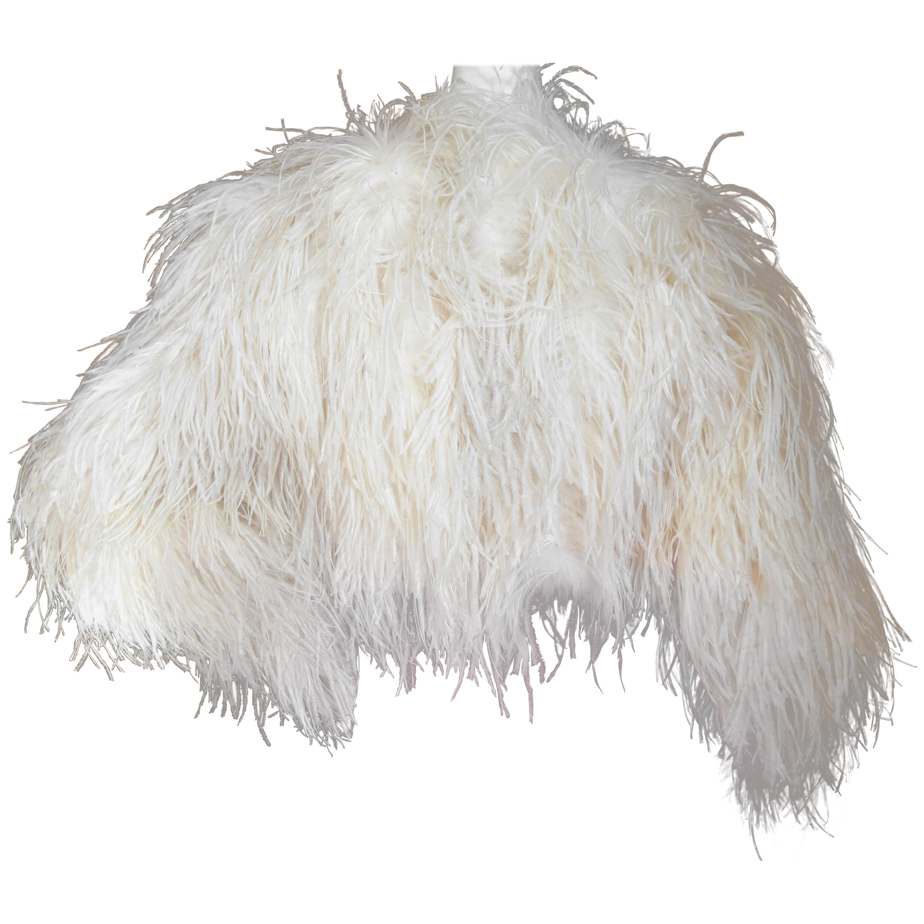 Christian Dior by John Galliano Maison Lemarie Ostrich Plume Silk Jacket For Sale