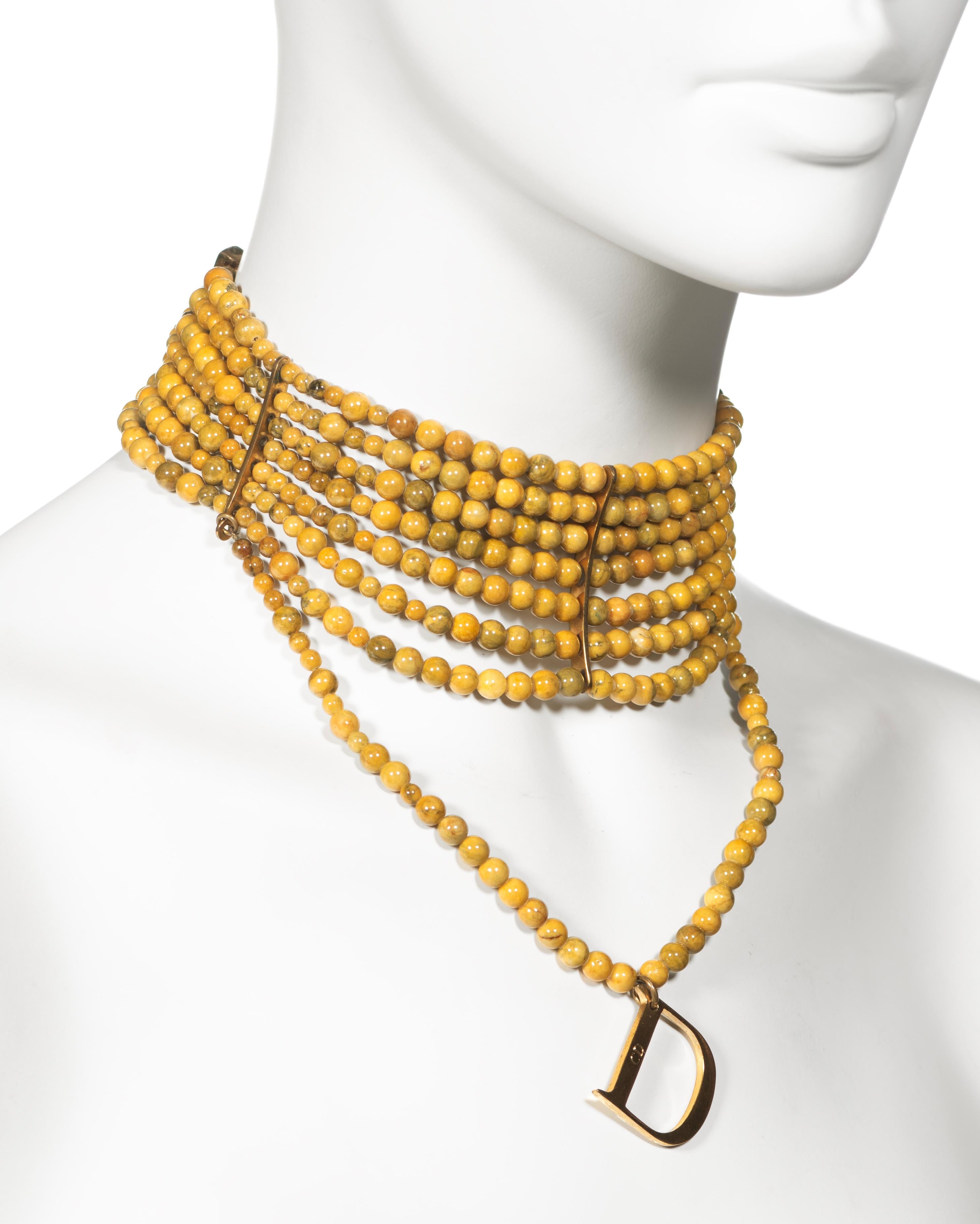 Christian Dior by John Galliano Marbled Glass Bead Choker Necklace, c. 1998 For Sale 6