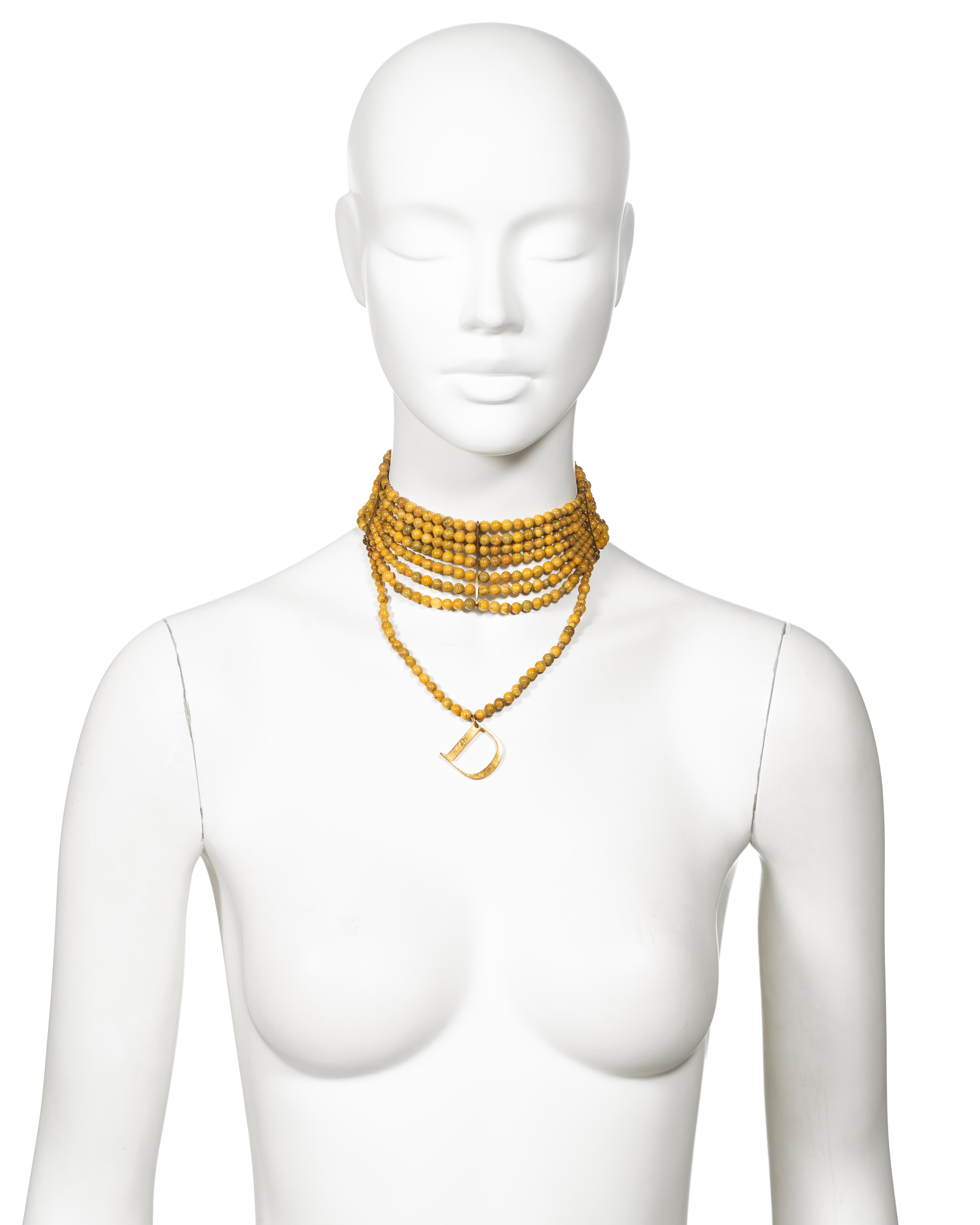 Christian Dior by John Galliano Marbled Glass Bead Choker Necklace, c. 1998 In Good Condition For Sale In London, GB