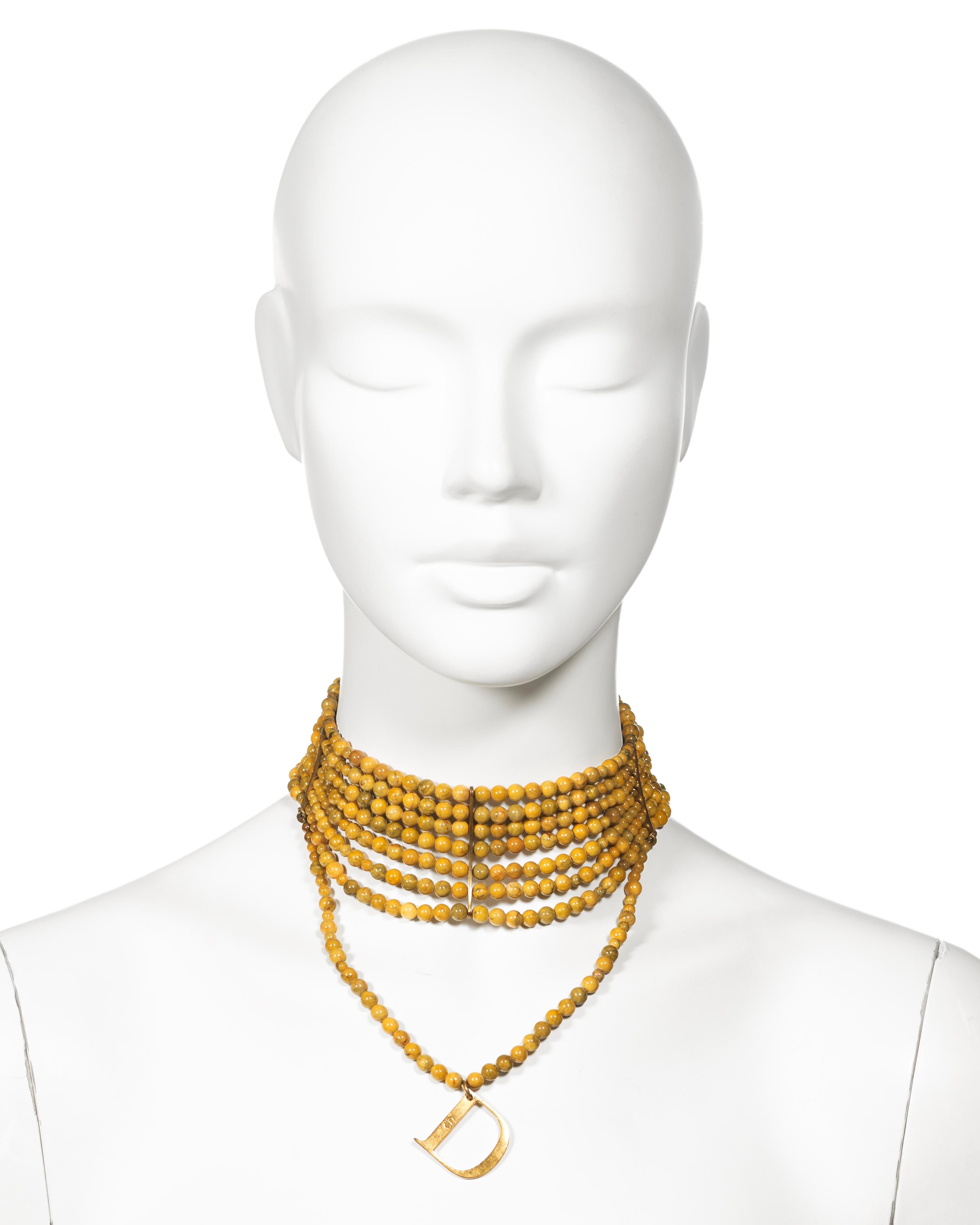 Women's Christian Dior by John Galliano Marbled Glass Bead Choker Necklace, c. 1998 For Sale