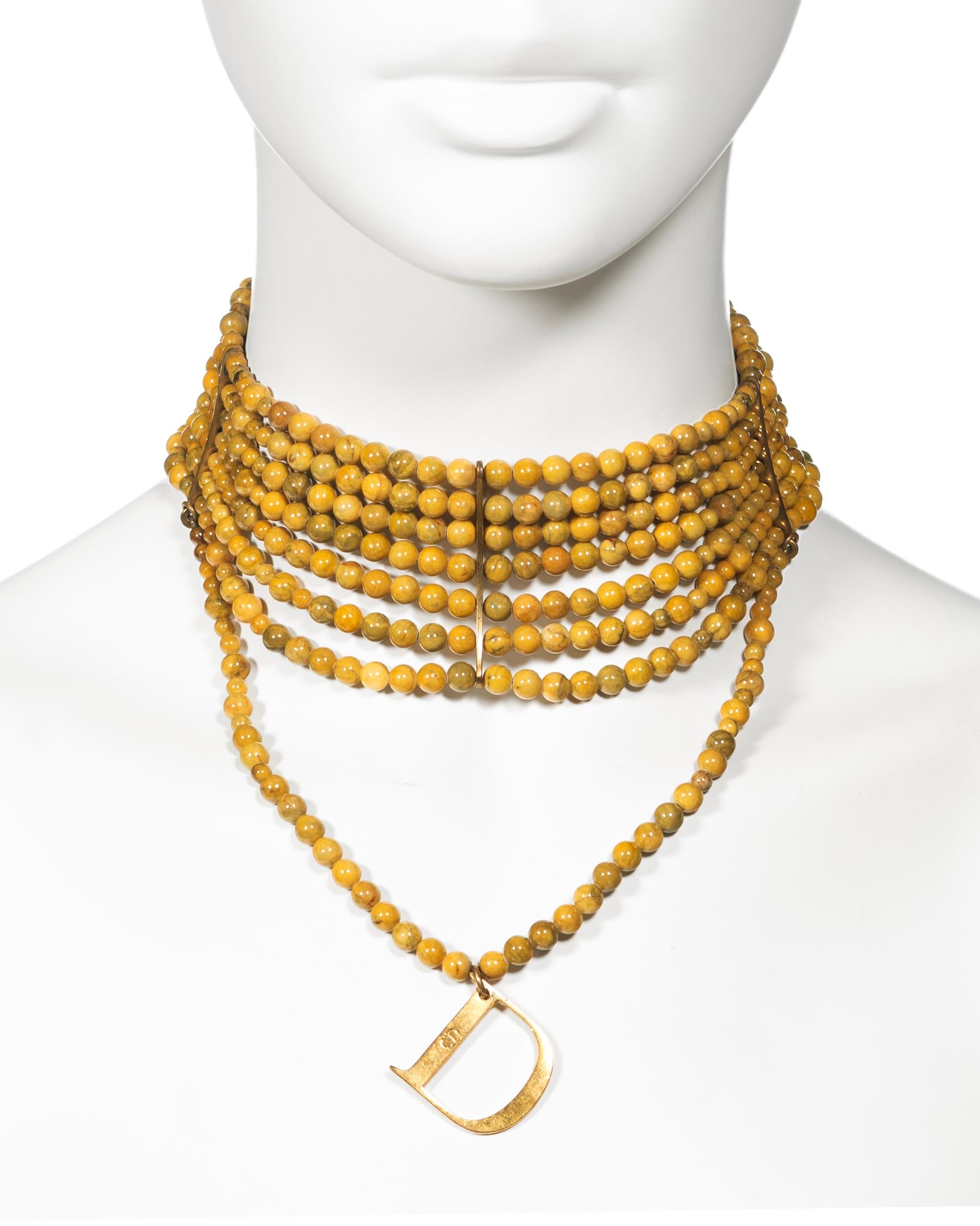 Christian Dior by John Galliano Marbled Glass Bead Choker Necklace, c. 1998 For Sale 1