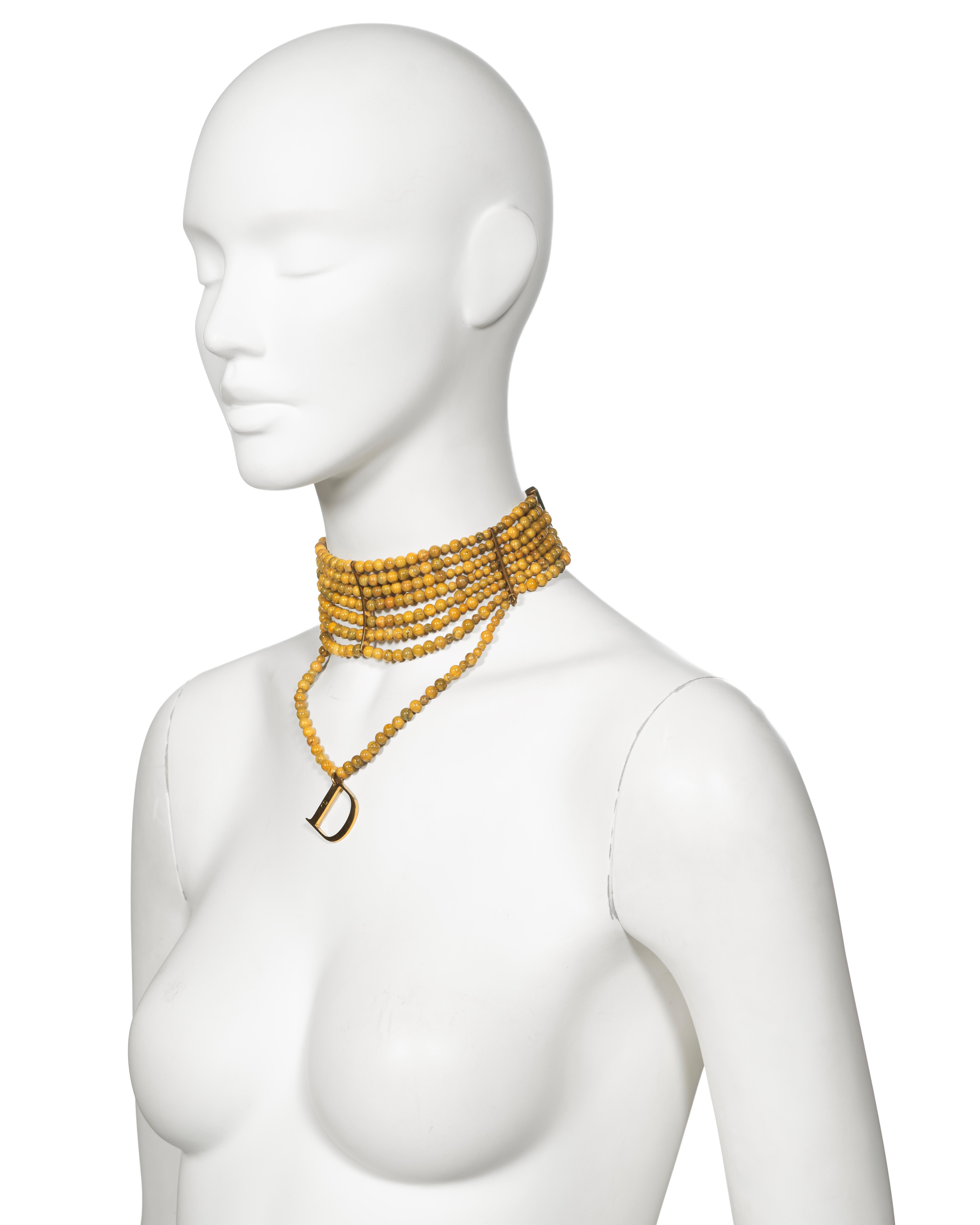 Christian Dior by John Galliano Marbled Glass Bead Choker Necklace, c. 1998 For Sale 2
