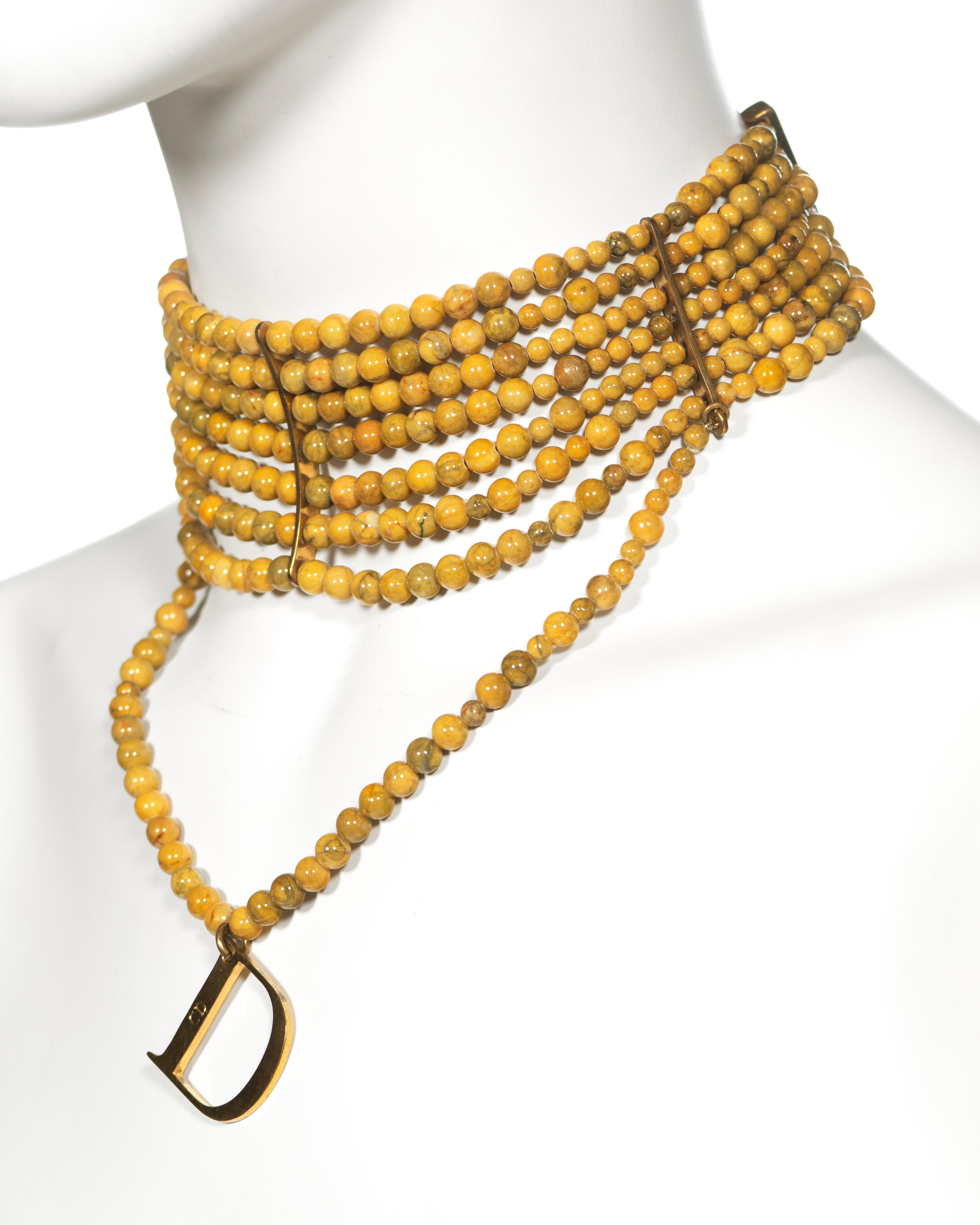 Christian Dior by John Galliano Marbled Glass Bead Choker Necklace, c. 1998 For Sale 3