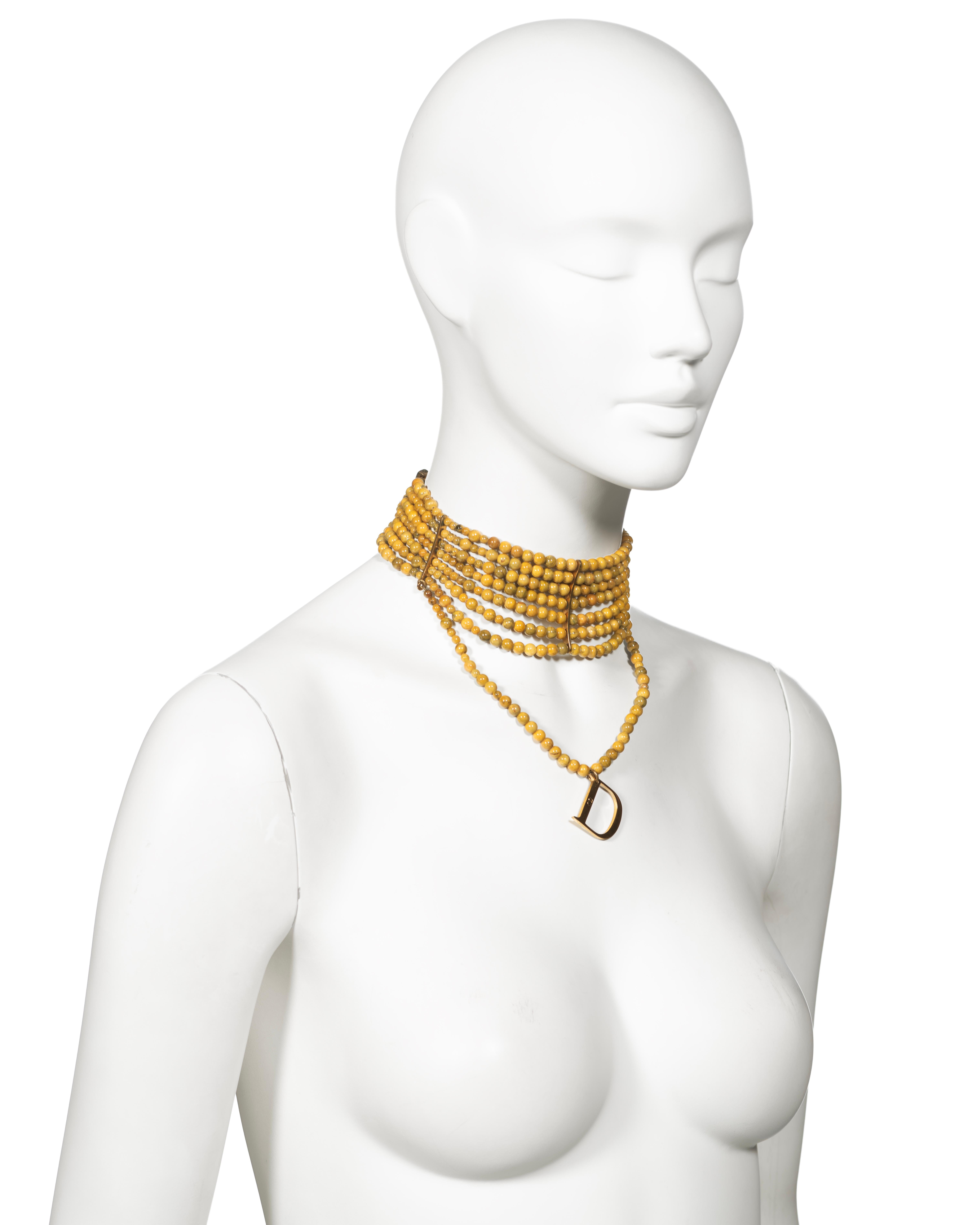 Christian Dior by John Galliano Marbled Glass Bead Choker Necklace, c. 1998 For Sale 5
