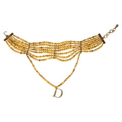 Christian Dior by John Galliano Marbled Glass Bead Choker Necklace, c. 1998