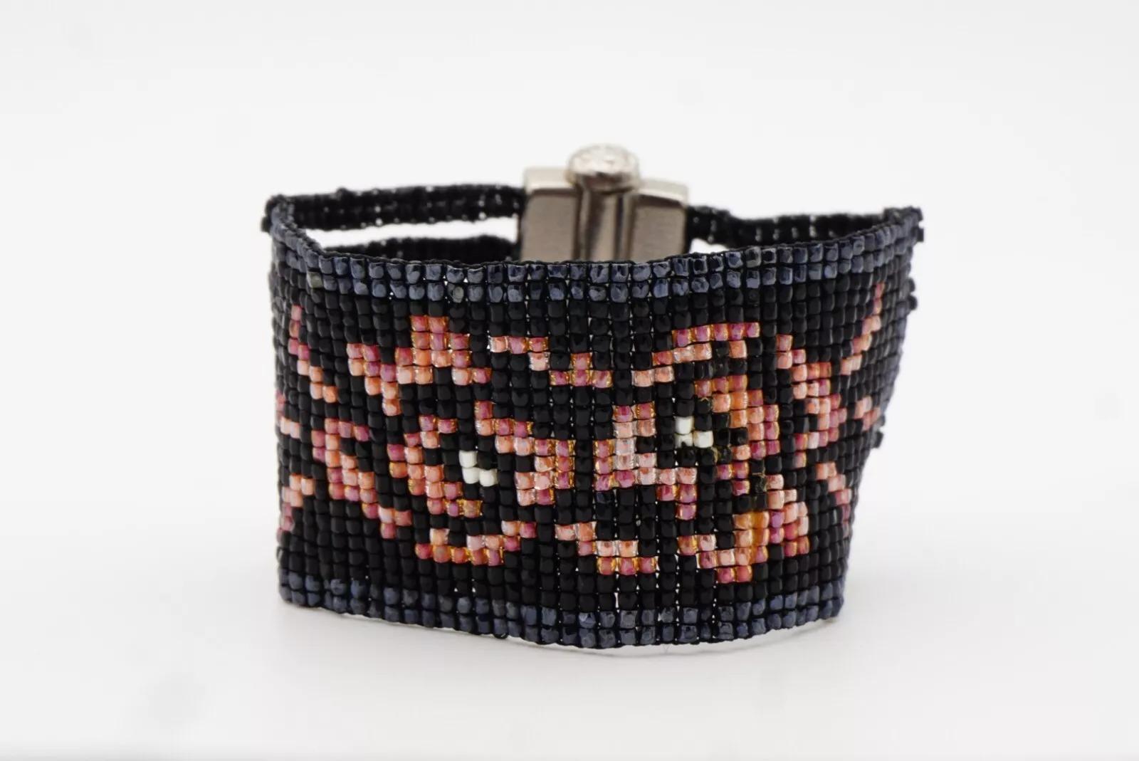 Christian Dior par John Galliano Masai 1997 perles perlées noires, rouges et roses en vente 5