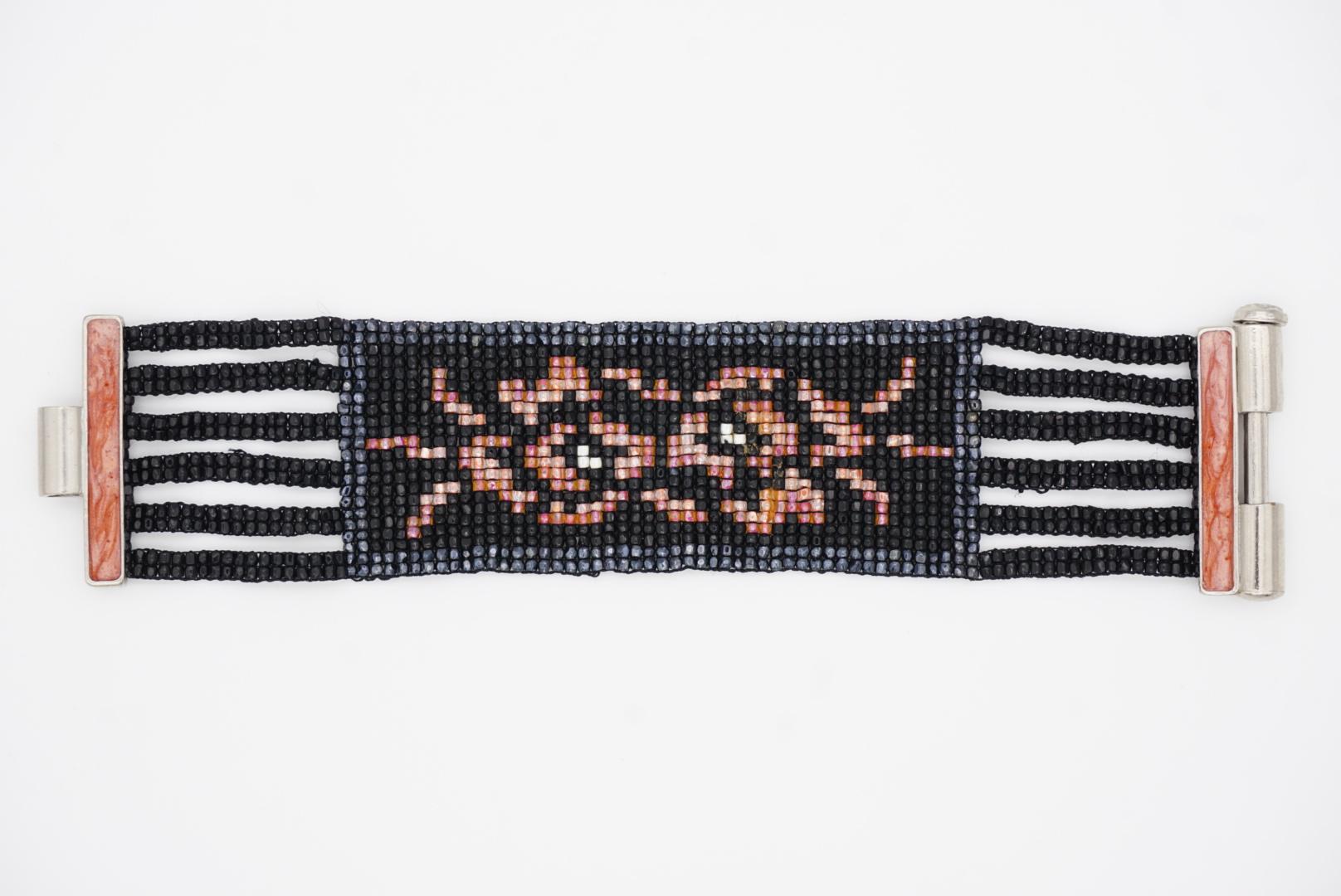 Christian Dior par John Galliano Masai 1997 perles perlées noires, rouges et roses en vente 6