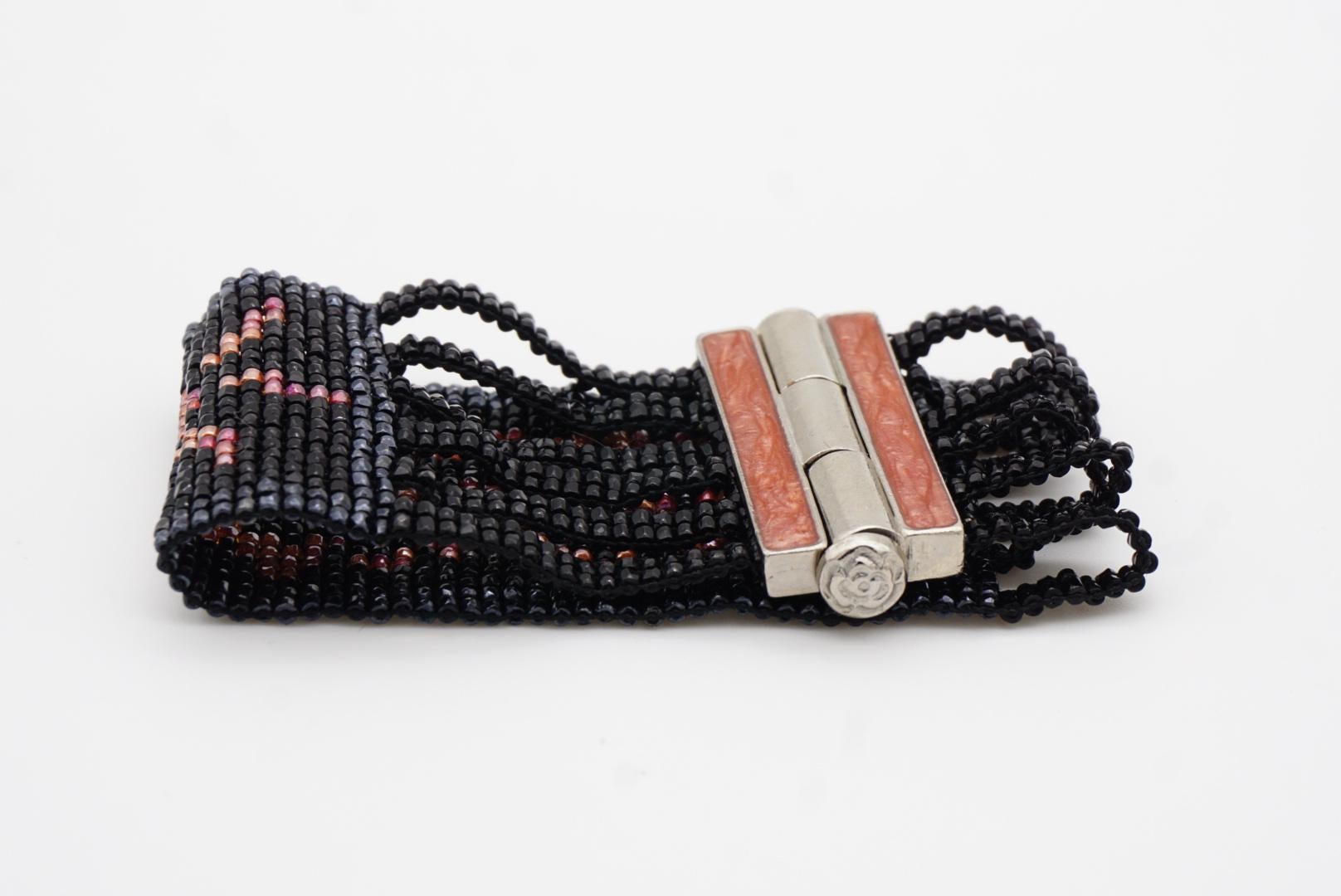 Christian Dior par John Galliano Masai 1997 perles perlées noires, rouges et roses en vente 7