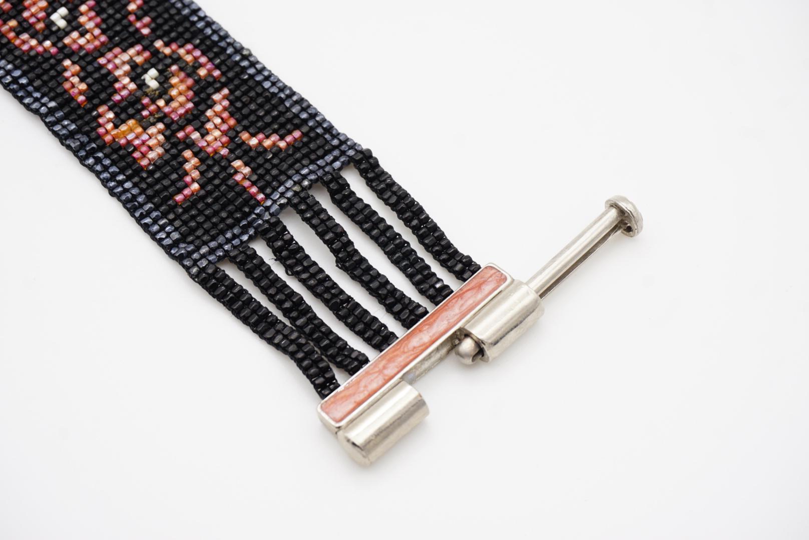 Christian Dior par John Galliano Masai 1997 perles perlées noires, rouges et roses en vente 8