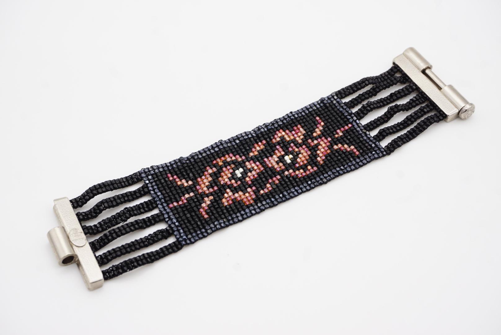 Christian Dior par John Galliano Masai 1997 perles perlées noires, rouges et roses en vente 9