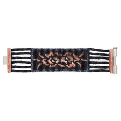 Christian Dior by John Galliano Masai 1997 Beads Black Red Pink Flower Bracelet