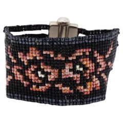 Christian Dior by John Galliano Masai 1997 Perlen Schwarz Rot Rosa Blumenarmband