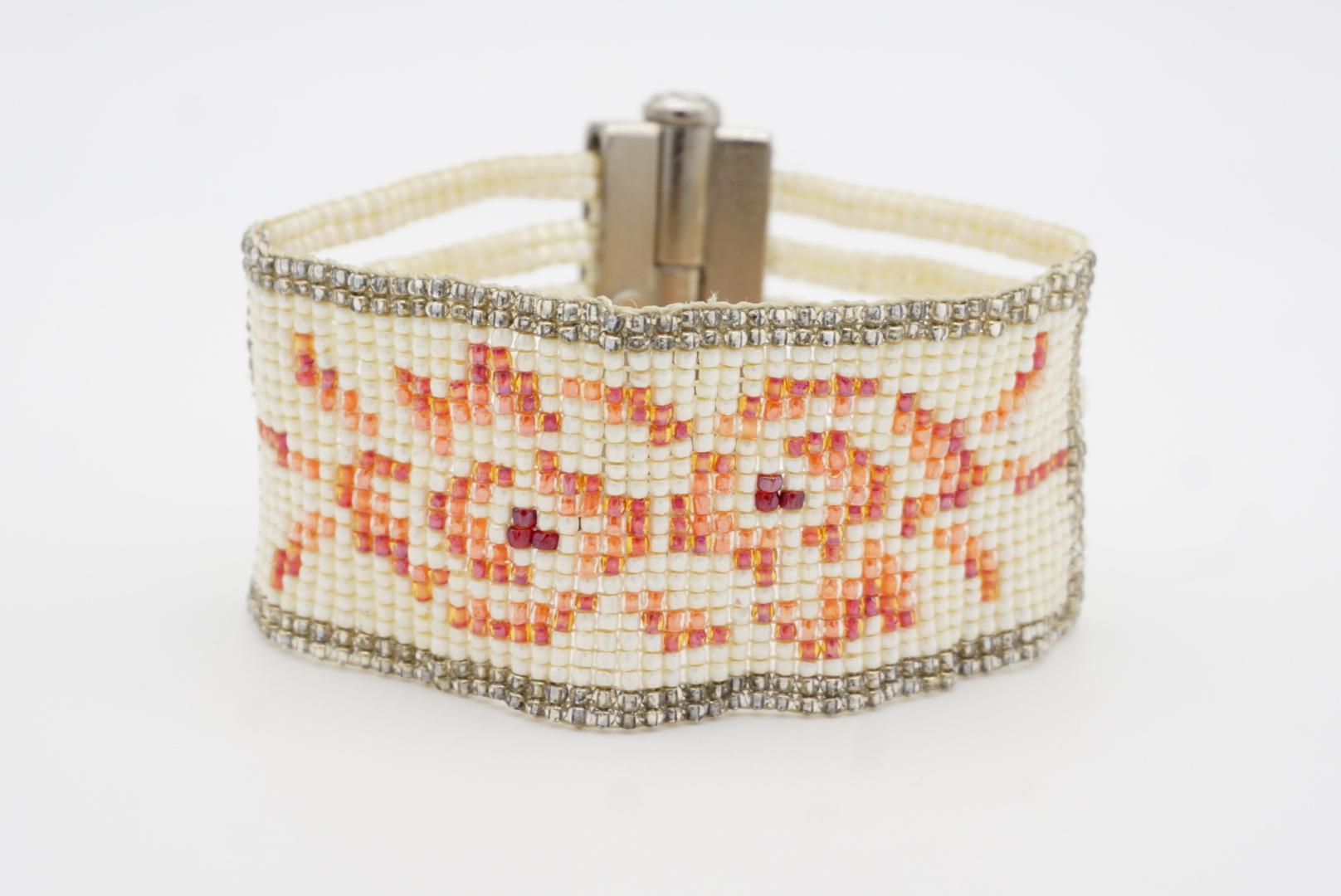 Christian Dior by John Galliano Masai 1997 Beads White Red Pink Flower Bracelet 3