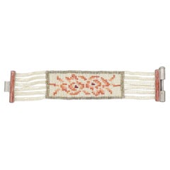 Christian Dior by John Galliano Masai 1997 Beads White Red Pink Flower Bracelet