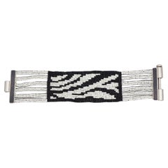 Christian Dior by John Galliano Masai 1997 Black White Micro Bead Link Bracelet