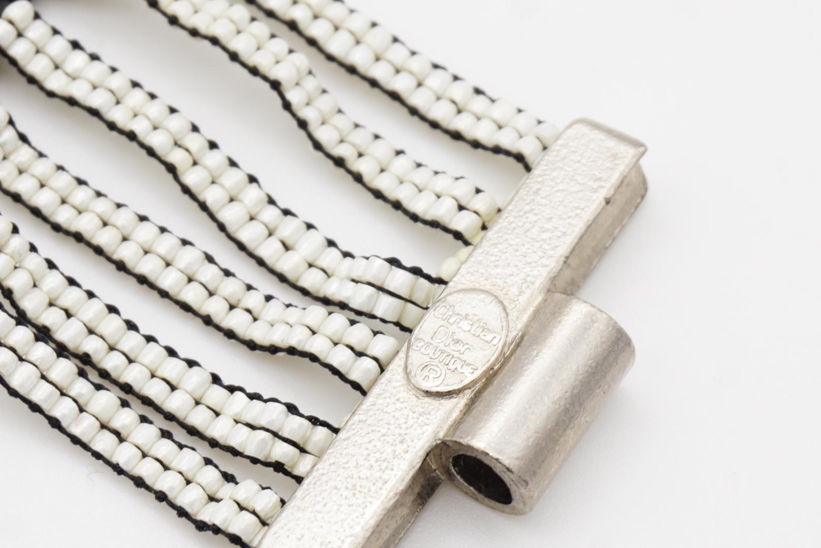 Christian Dior by John Galliano Masai 1997 Micro Bead Black White Link Bracelet For Sale 9