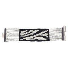 Christian Dior by John Galliano Masai 1997 Micro Bead Black White Link Bracelet