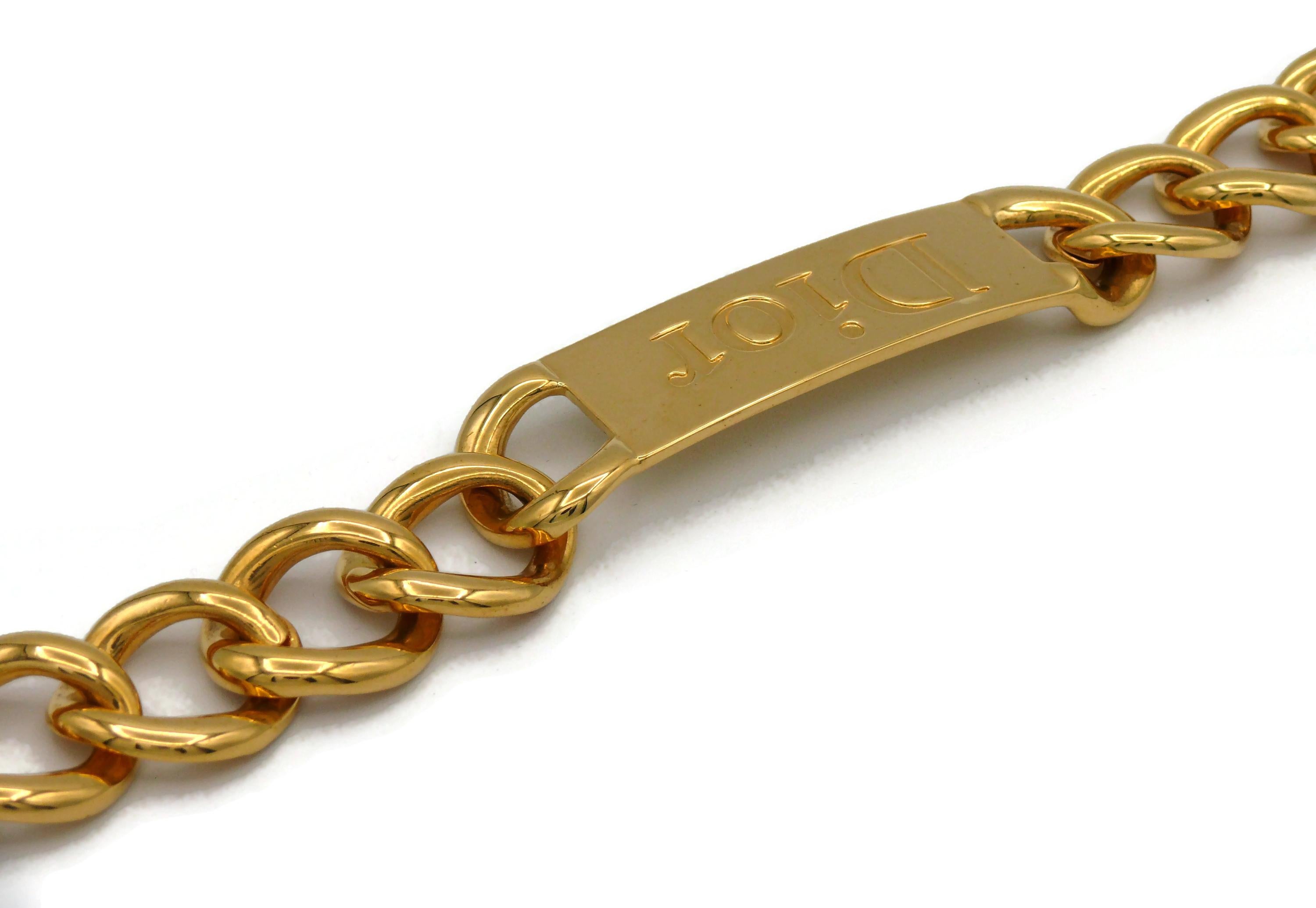 CHRISTIAN DIOR by JOHN GALLIANO Massives Goldfarbene ID-Tag-Halskette mit Kette, 2000 im Angebot 10
