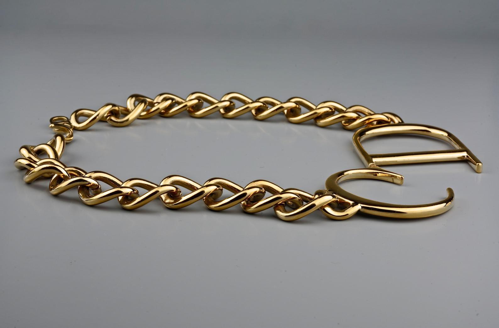 CHRISTIAN DIOR by John Galliano Massive Logo Monogram Chain Necklace In Excellent Condition In Kingersheim, Alsace